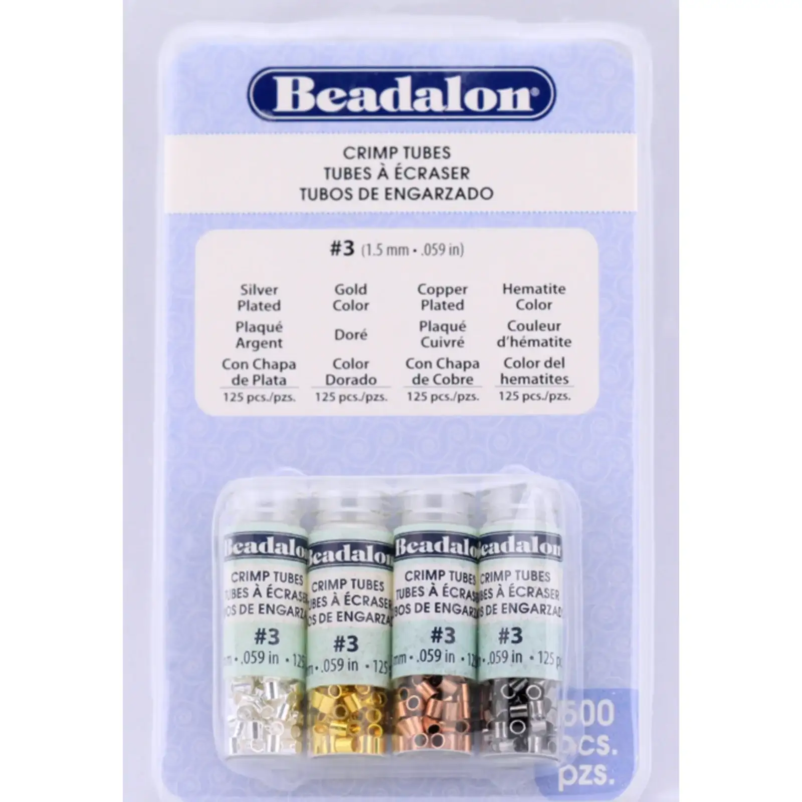 Beadalon Crimp Tube Variety Pack, Size #3, 600 Pcs. 4 Colors