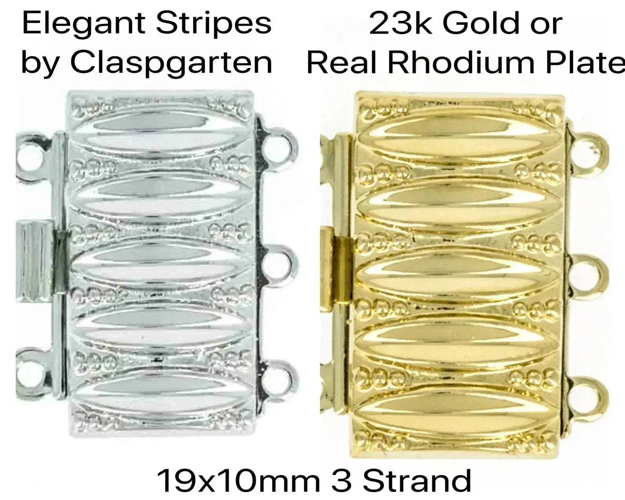 Claspgarten Elegant Stripes (Medium), 3-Strand Box Clasp