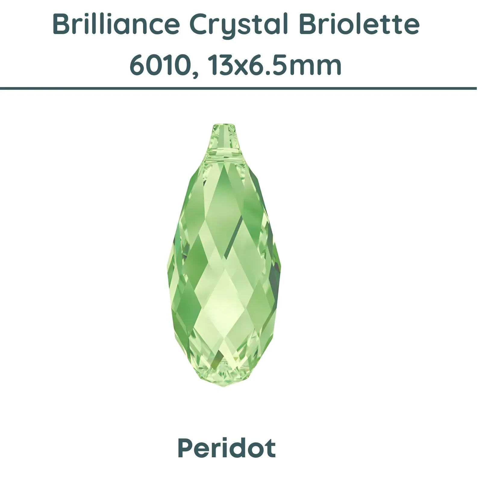 Brilliance 6010 Crystal Briolettes, Peridot, 13x6.5mm, Peridot