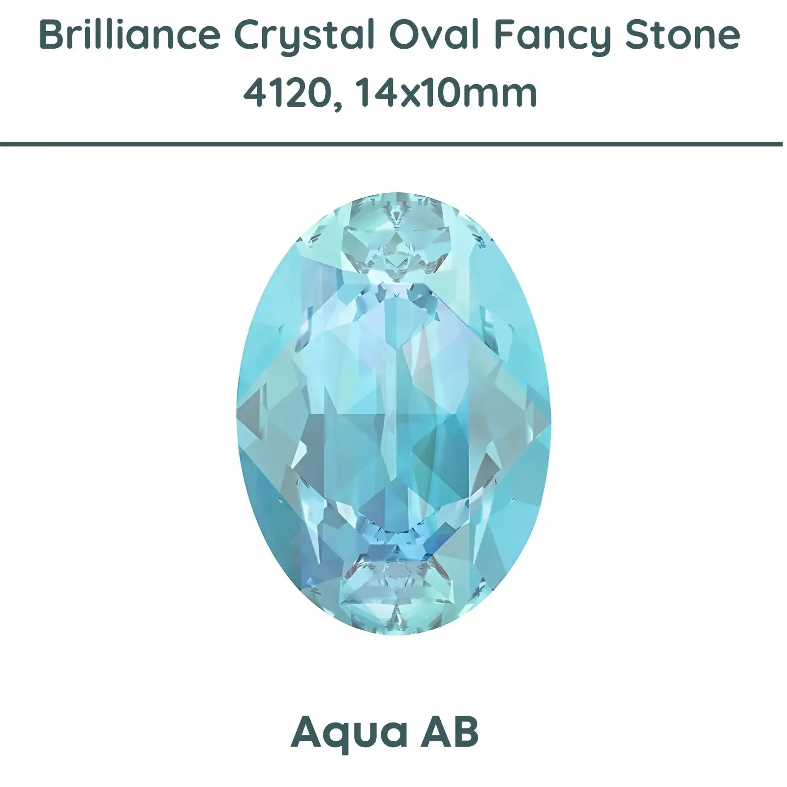 Brilliance Crystal, 4120 (14x10mm) Oval Faceted Fancy Stones, Aqua AB