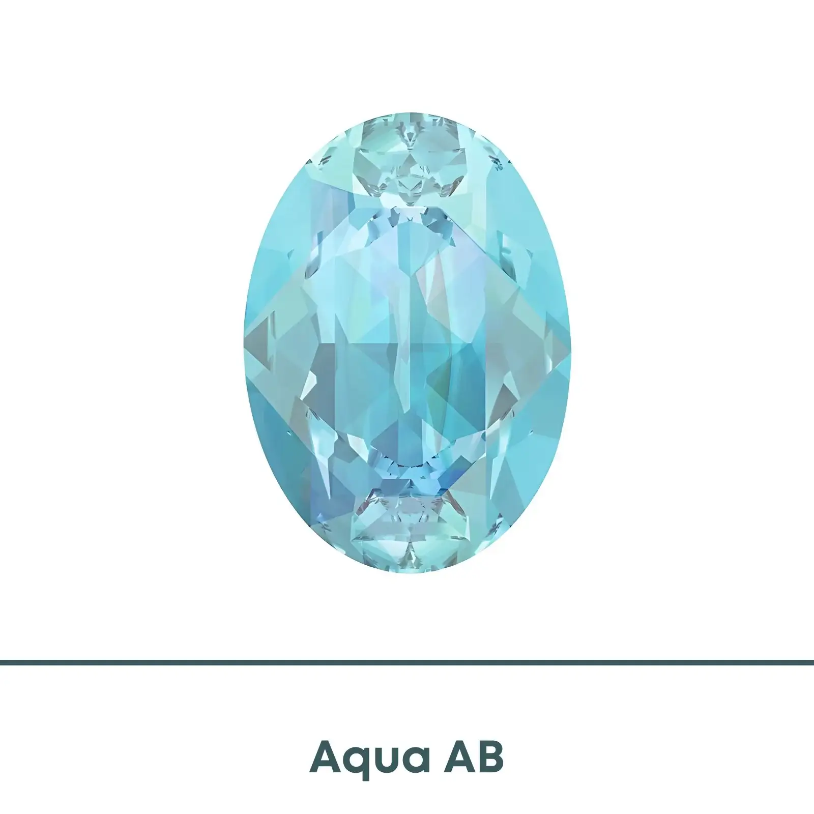 Brilliance Crystal, 4120 (14x10mm) Oval Faceted Fancy Stones, Aqua AB - Image 2