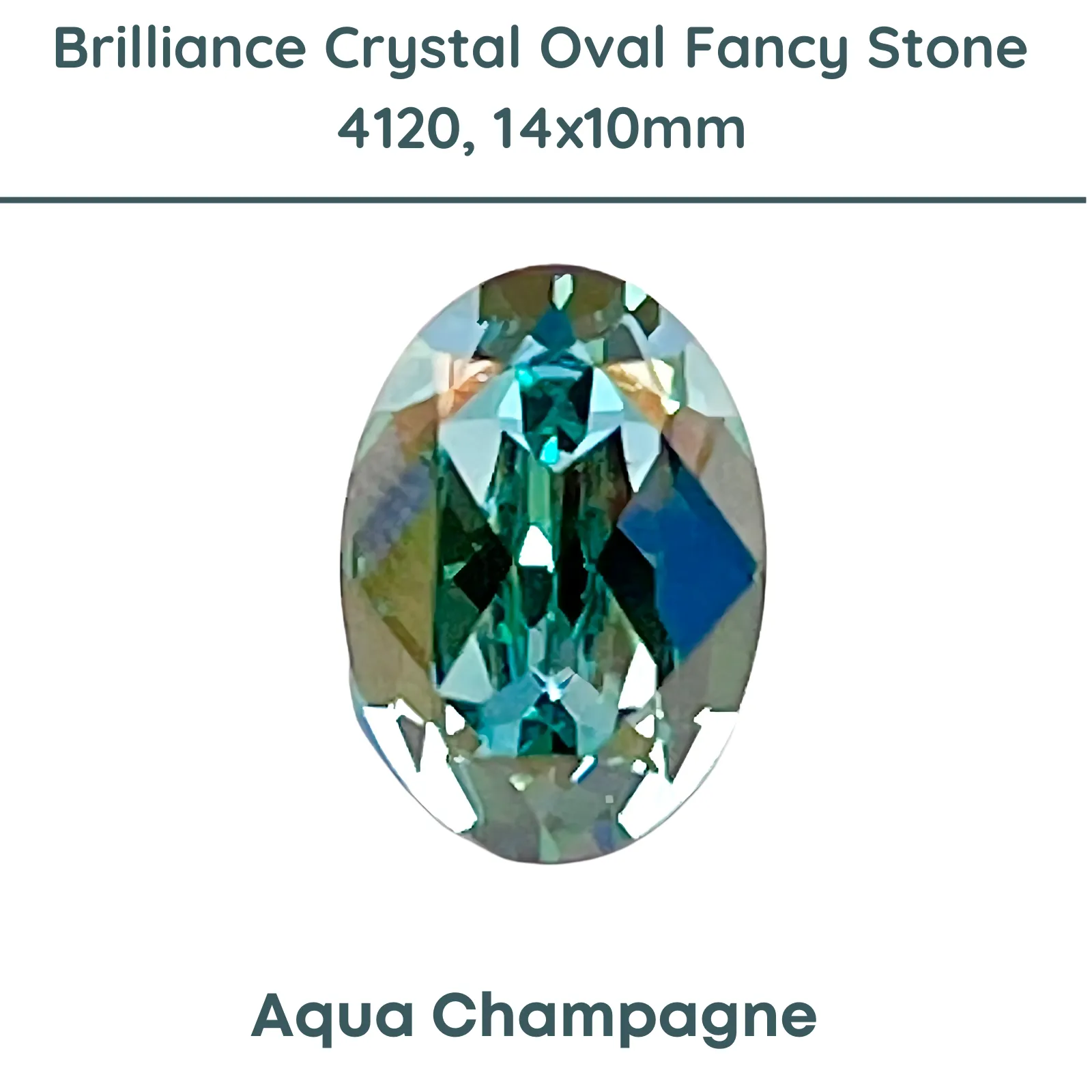 Brilliance Crystal, 4120 (14x10mm) Oval Faceted Fancy Stones, Aqua Champagne