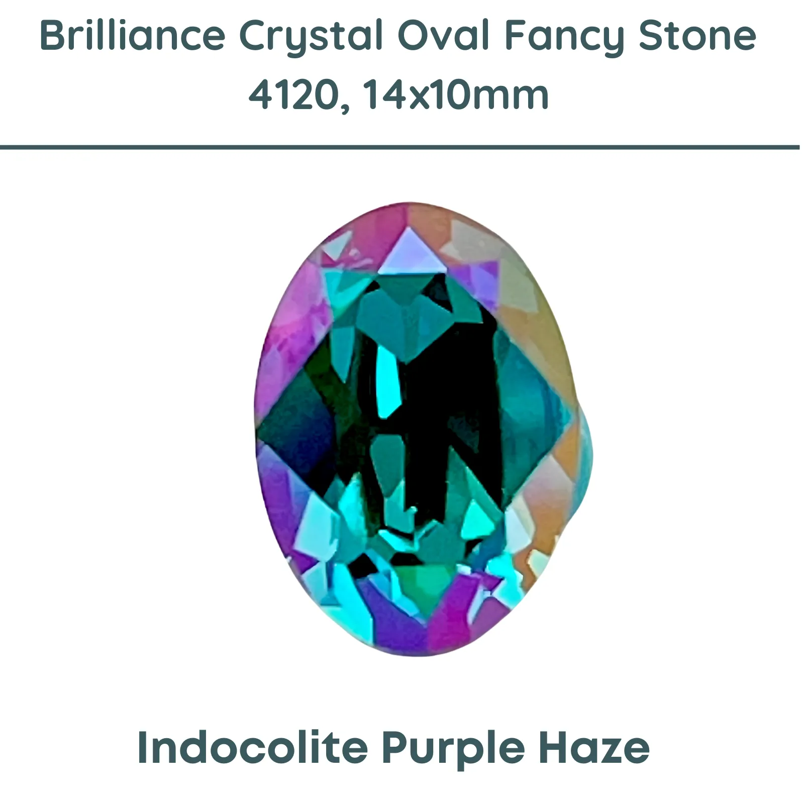 Brilliance Crystal, 4120 (14x10mm) Oval Faceted Fancy Stones, Indicolite Purple Haze