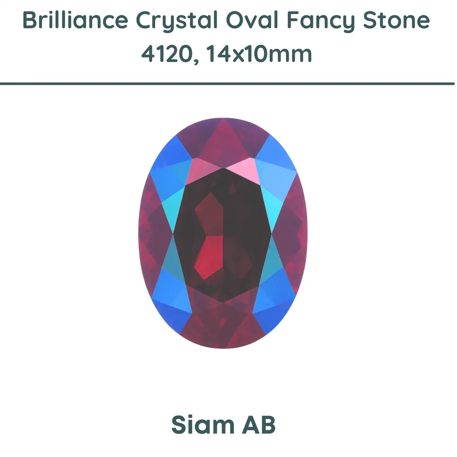 Brilliance Crystal, 4120 (14x10mm) Oval Faceted Fancy Stones, Siam AB - Image 2