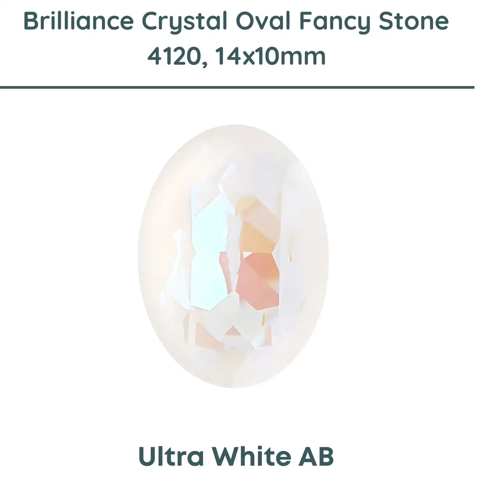 Brilliance Crystal, 4120 (14x10mm) Oval Faceted Fancy Stones, Ultra White AB