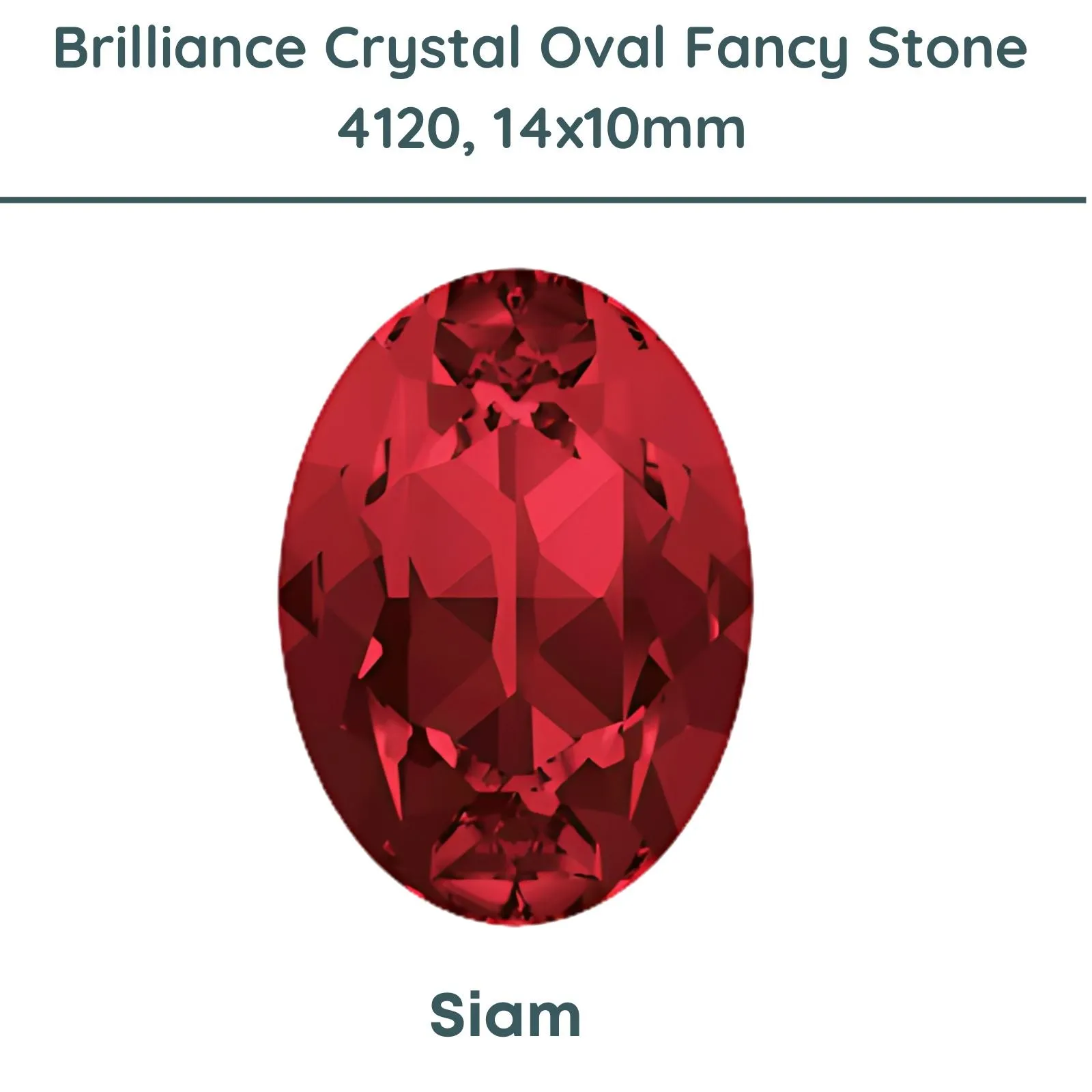 Brilliance Crystal 4120 (14x10mm) Faceted Oval Fancy Stones, Siam, 2 Pcs. - Image 3