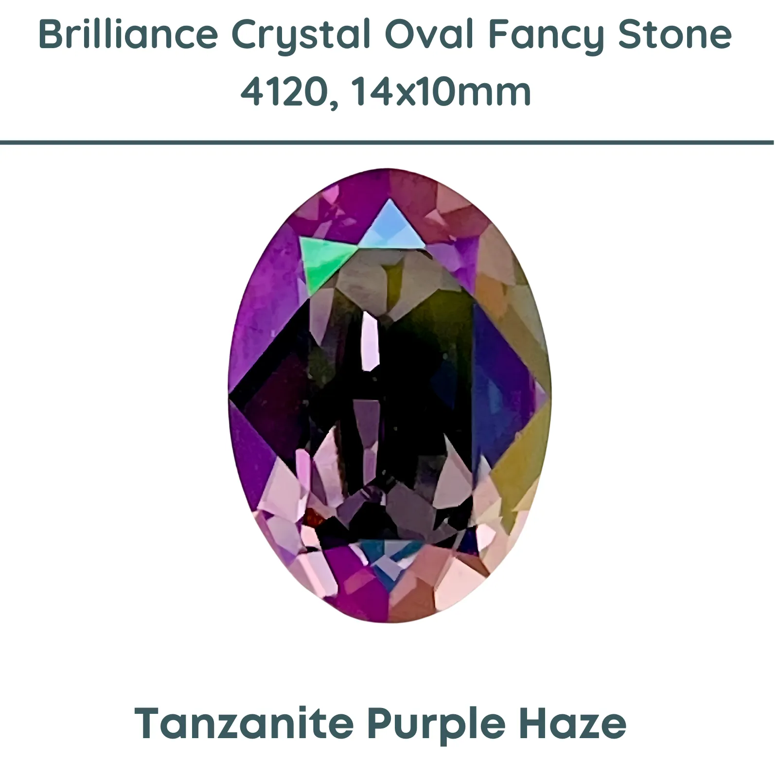 Brilliance Crystal, 4120 (14x10mm) Oval Faceted Fancy Stones, Tanzanite Purple Haze