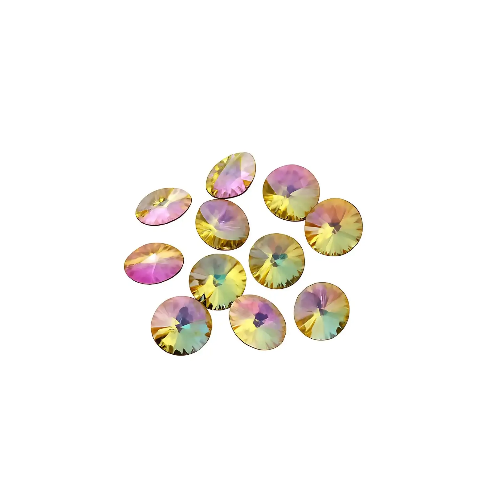 Brilliance Crystal Rivolis, 1122, 14mm, Lemon on Smoky Mauve