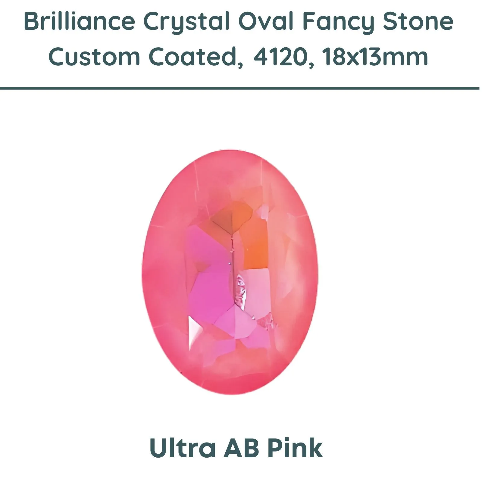 Brilliance Crystal, 4120, Fancy Stones, (18x13mm) Custom Coated, Ultra AB Pink