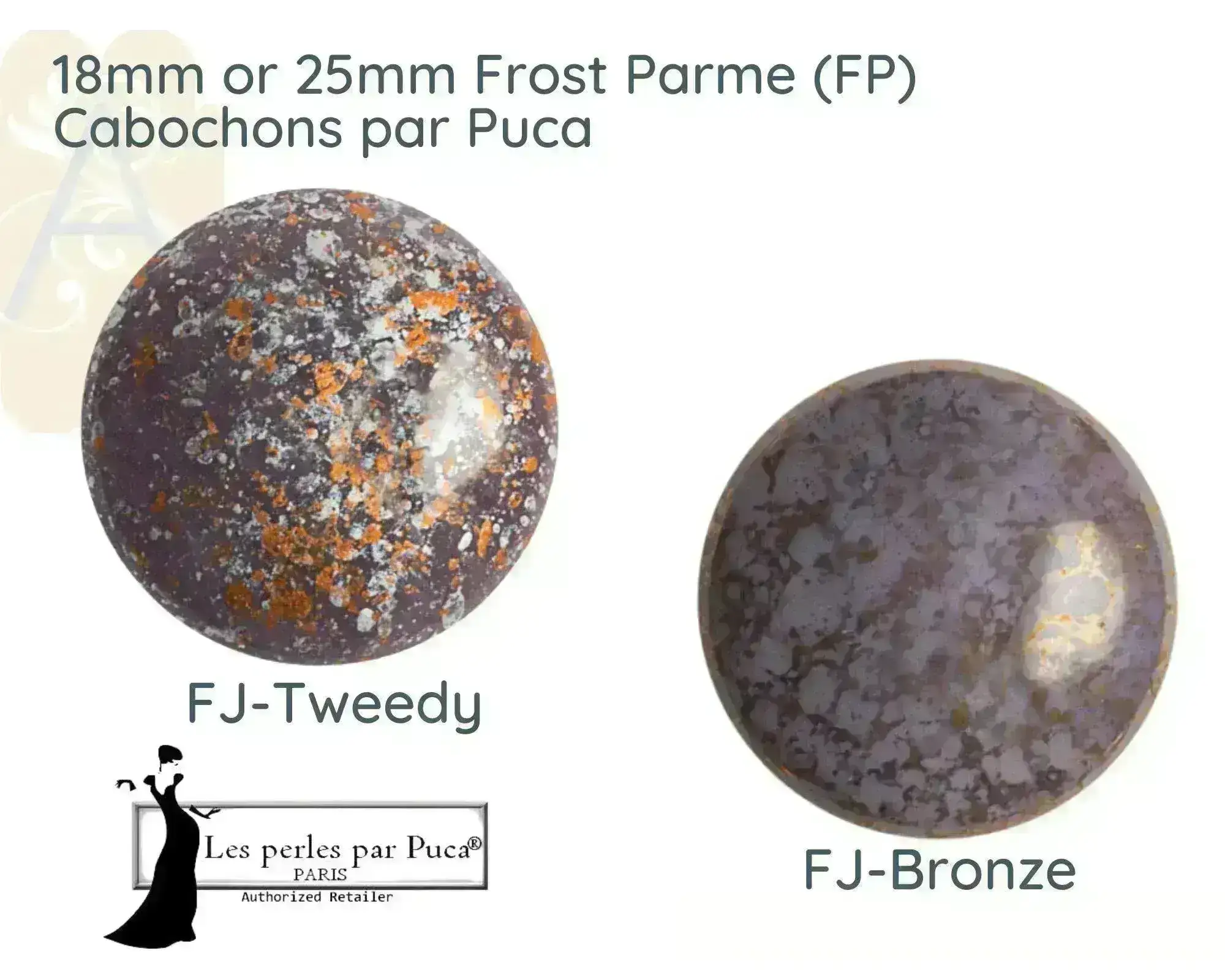 Cabochons par Puca, 18mm or25mm, Frost Parme Collection - Image 2