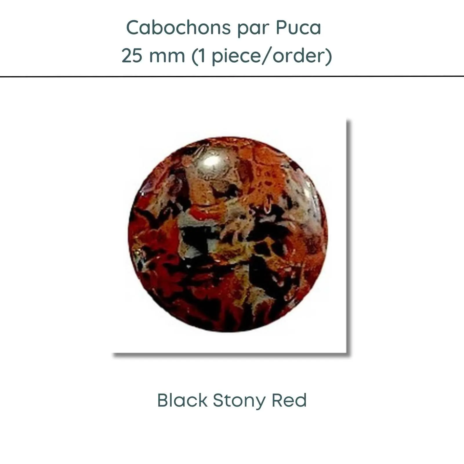 Cabochons par Puca, 25mm, Black Stony Collection, 10 Colors - Image 2