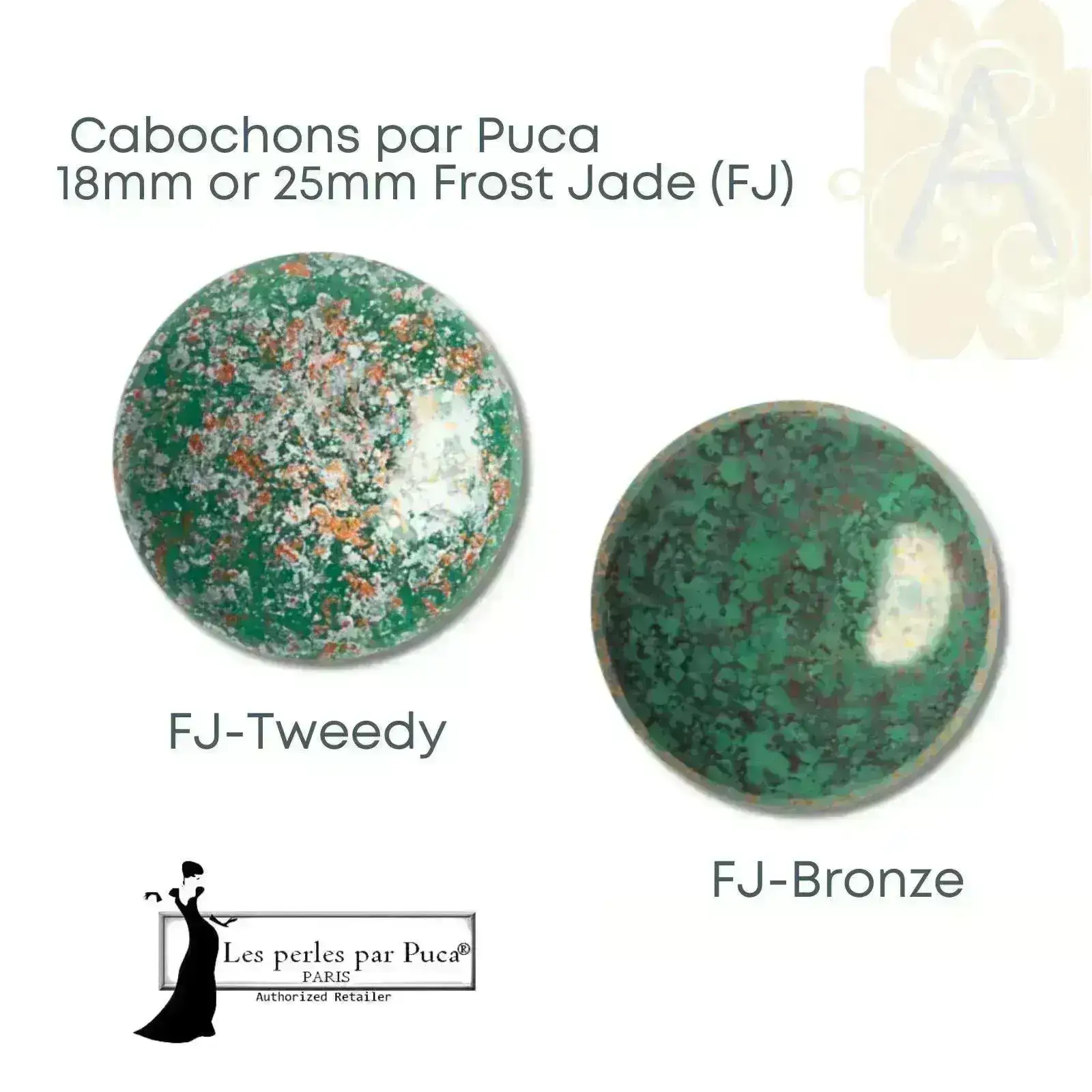 Cabochons par Puca, 18mm & 25mm, Frost Jade Collection - Image 2