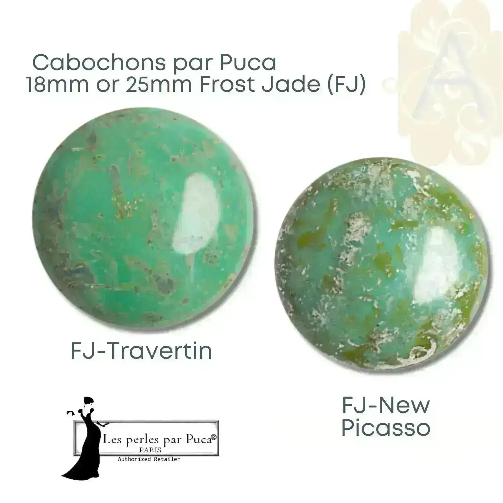 Cabochons par Puca, 18mm & 25mm, Frost Jade Collection - Image 4