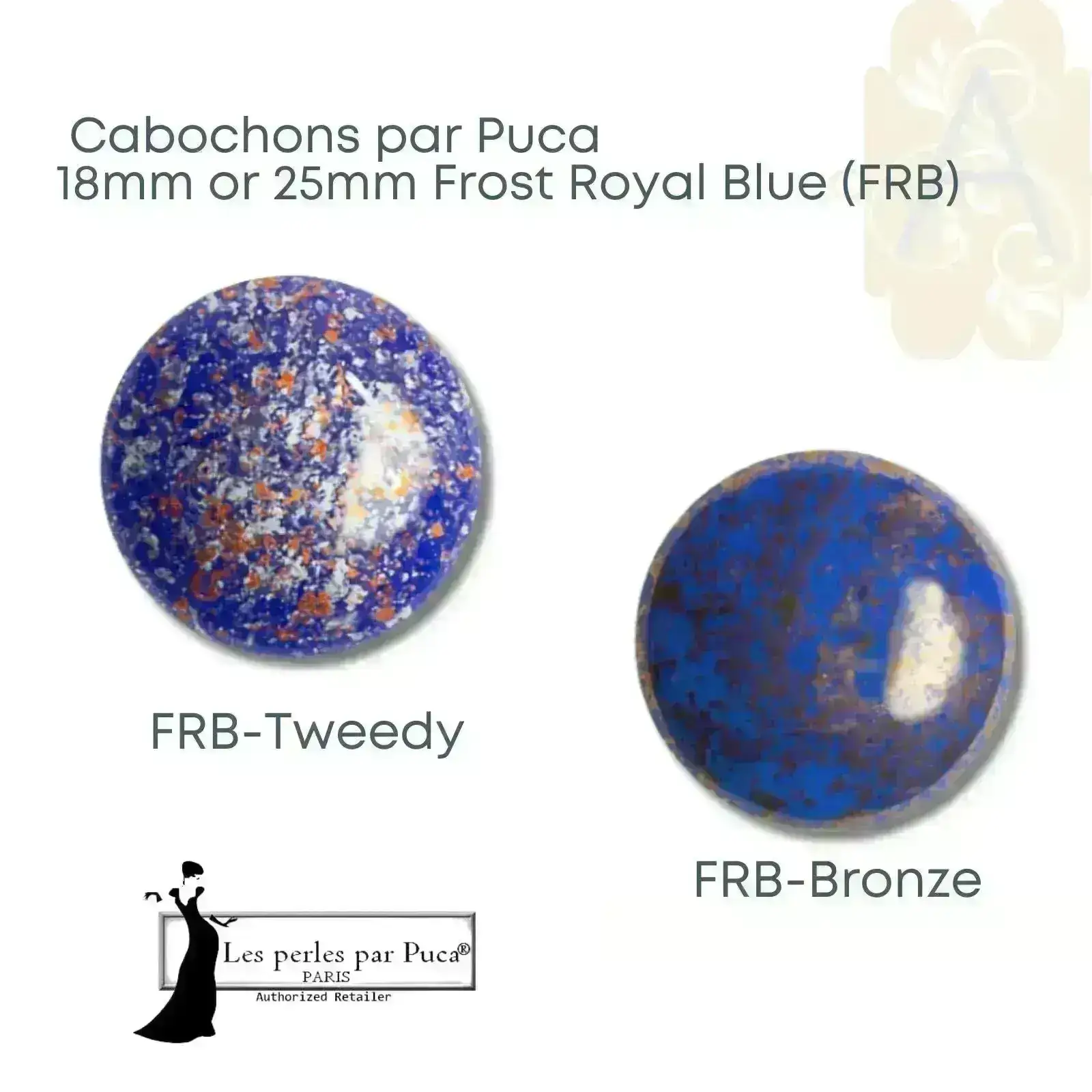 Cabochons par Puca, 18mm or 25mm, Frost Royal Blue Collection - Image 4
