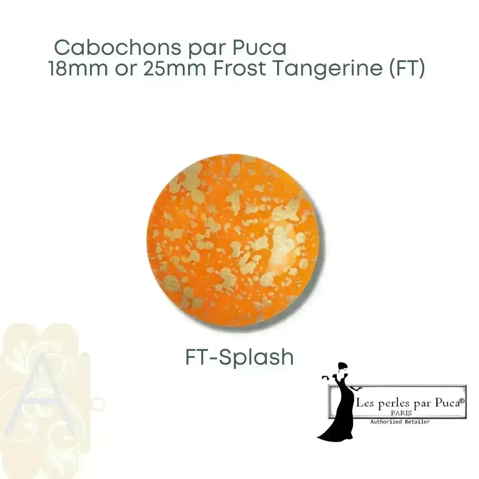 Cabochons par Puca, 18mm or 25mm, Frost Tangerine Collection - Image 4