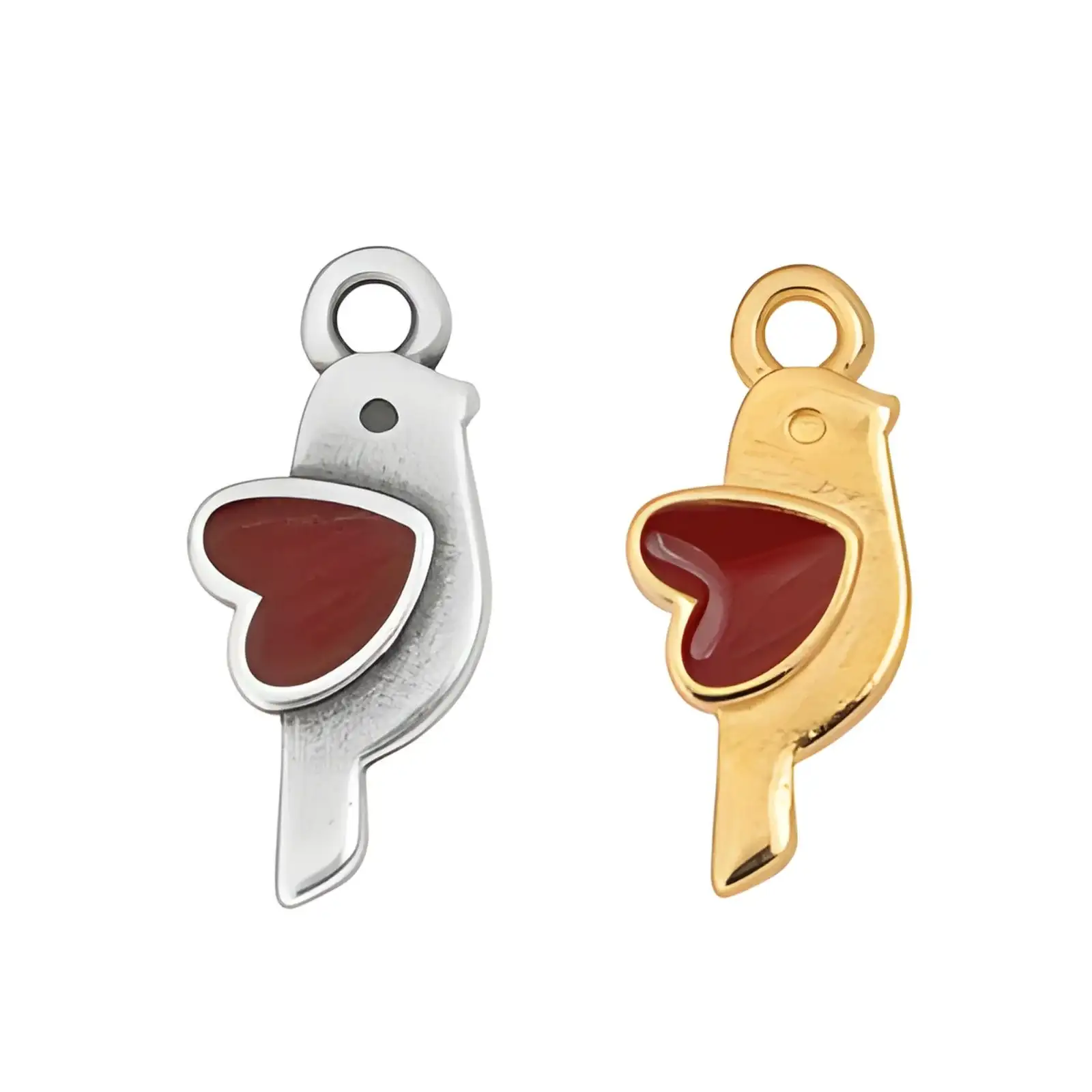 Cherry Heart Bird Charm or Pendant