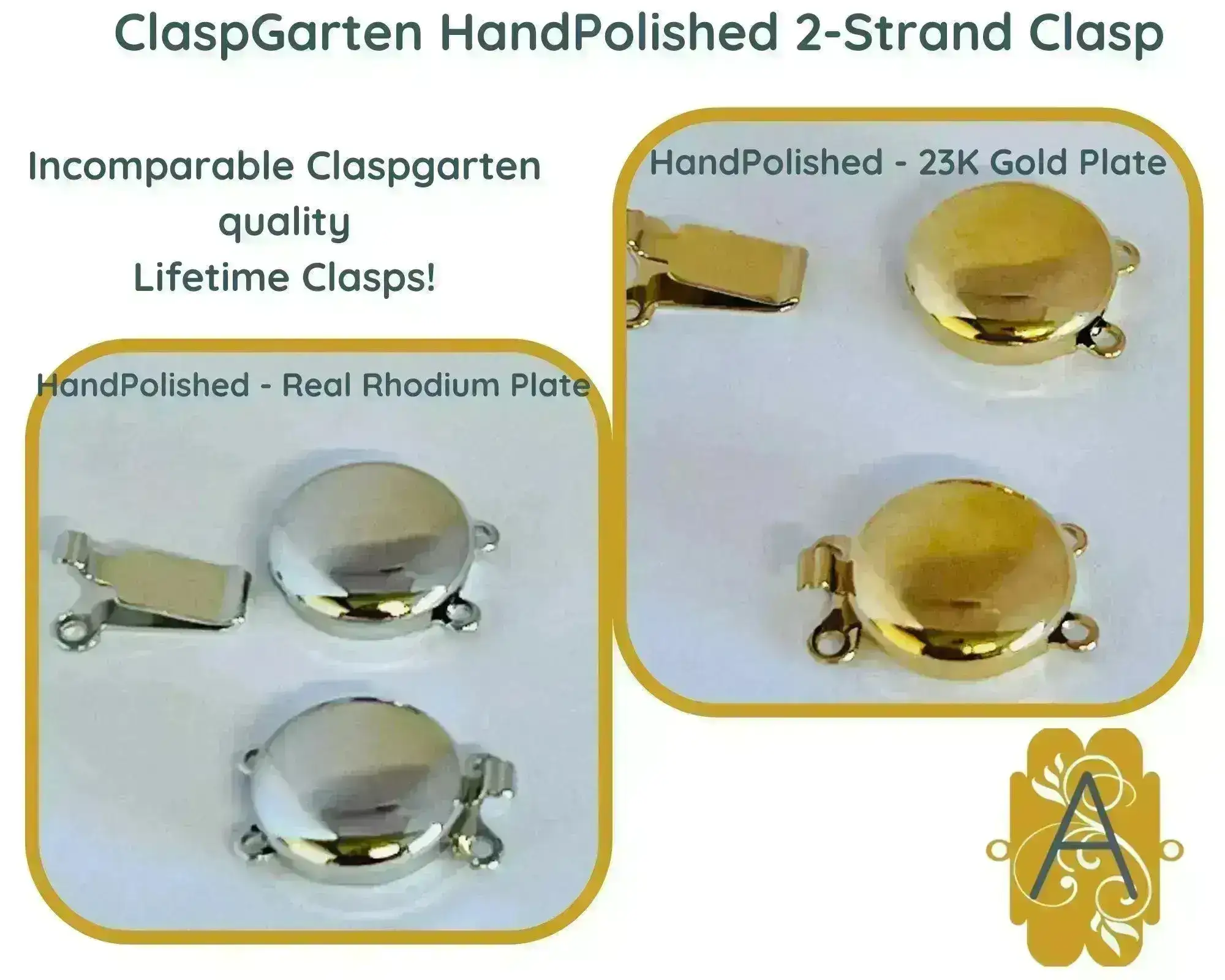 Claspgarten Hand-polished, Round 2-Strand Box Clasp