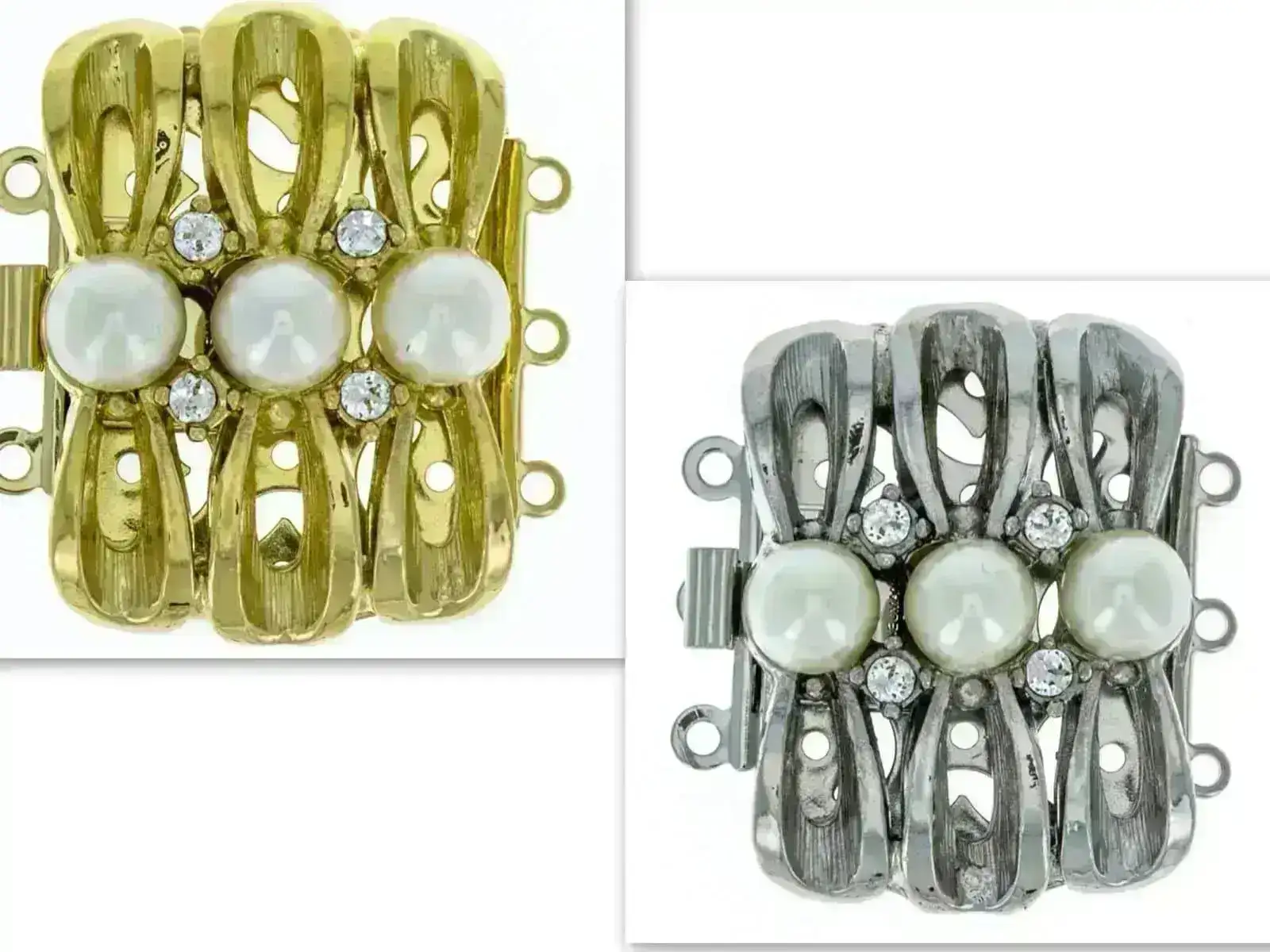 Claspgarten Trio, 3-Strand Box Clasp, Swarovski Crystals & Pearls
