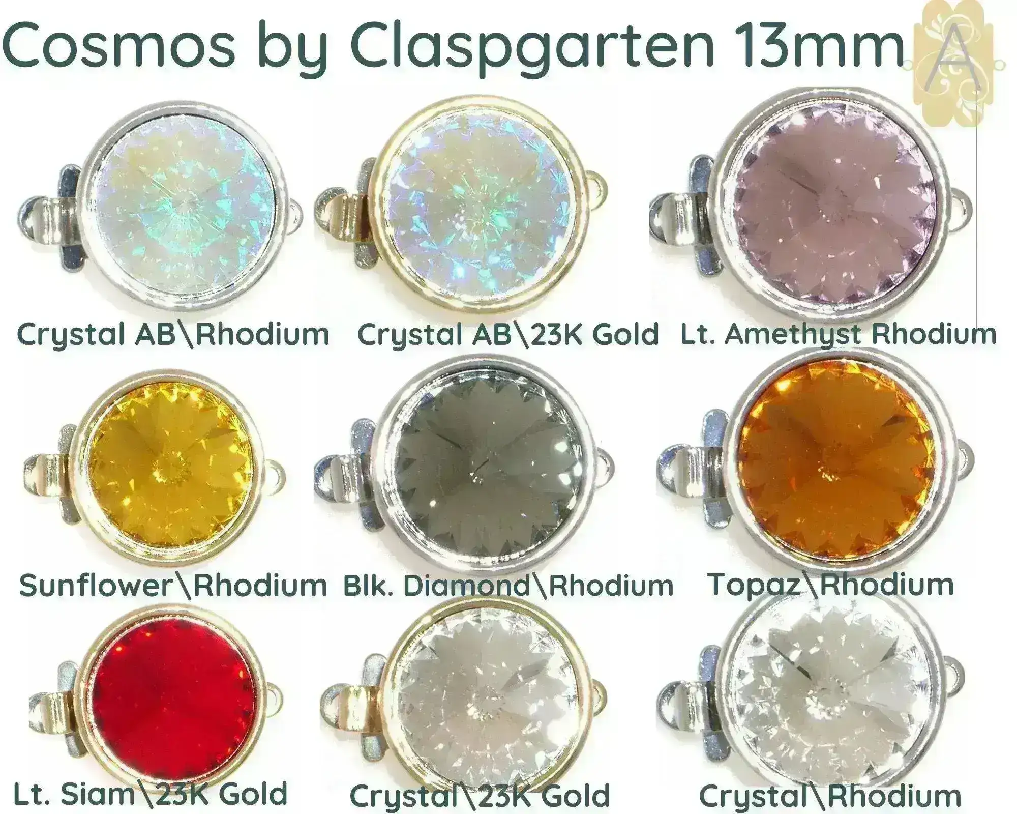 Claspgarten Cosmos, 1-Strand Box Clasp, 10 Colors