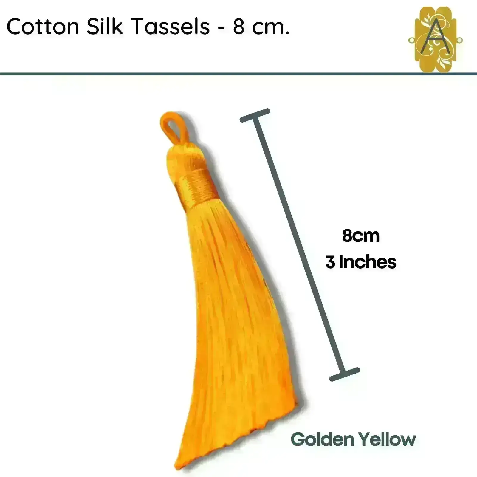 Cotton Silk Tassels - Golds 8 cm, 3 inches - 2 Pieces - Image 2