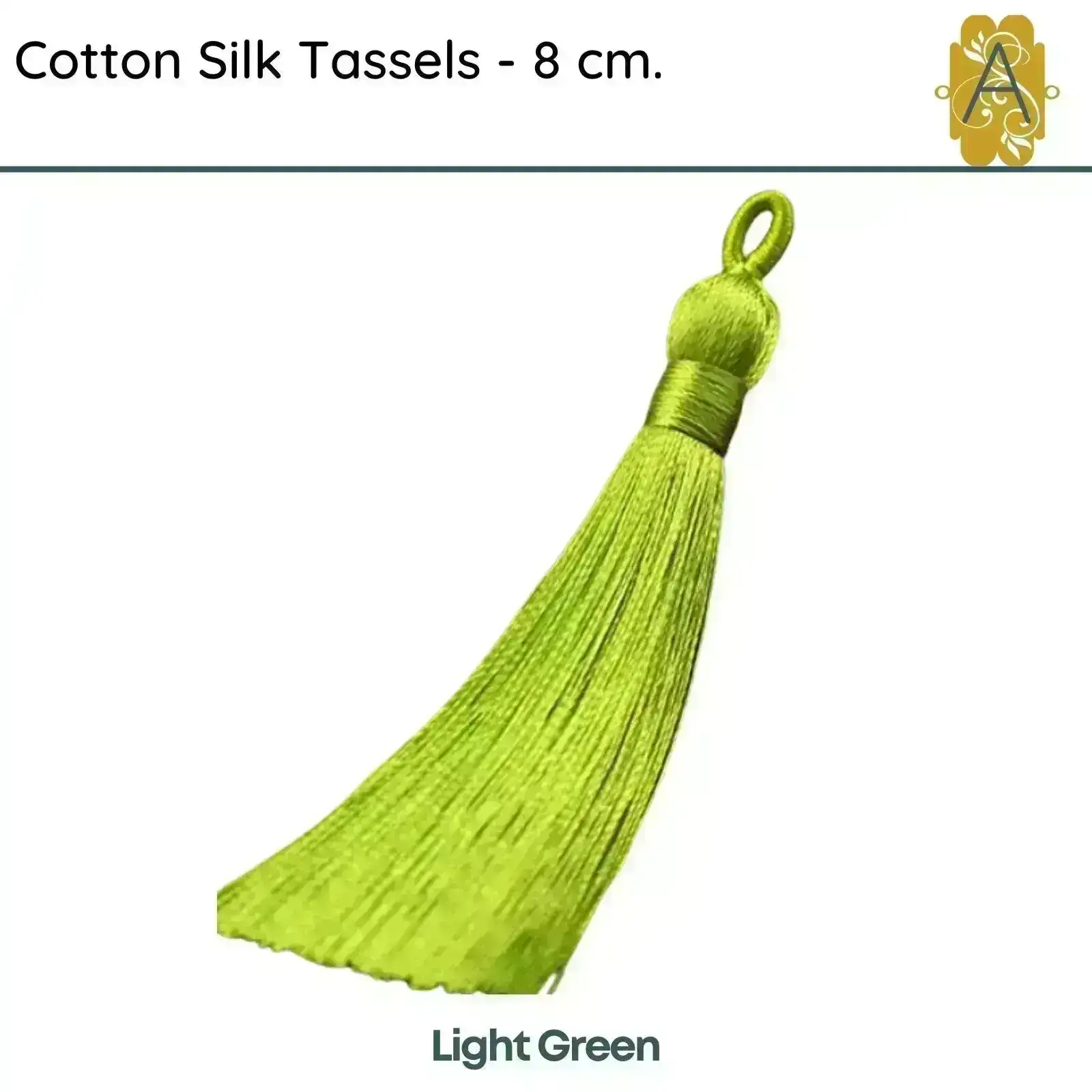 Cotton Silk Tassels - Greens 8 cm, 3 inches - 2 Pieces - Image 2
