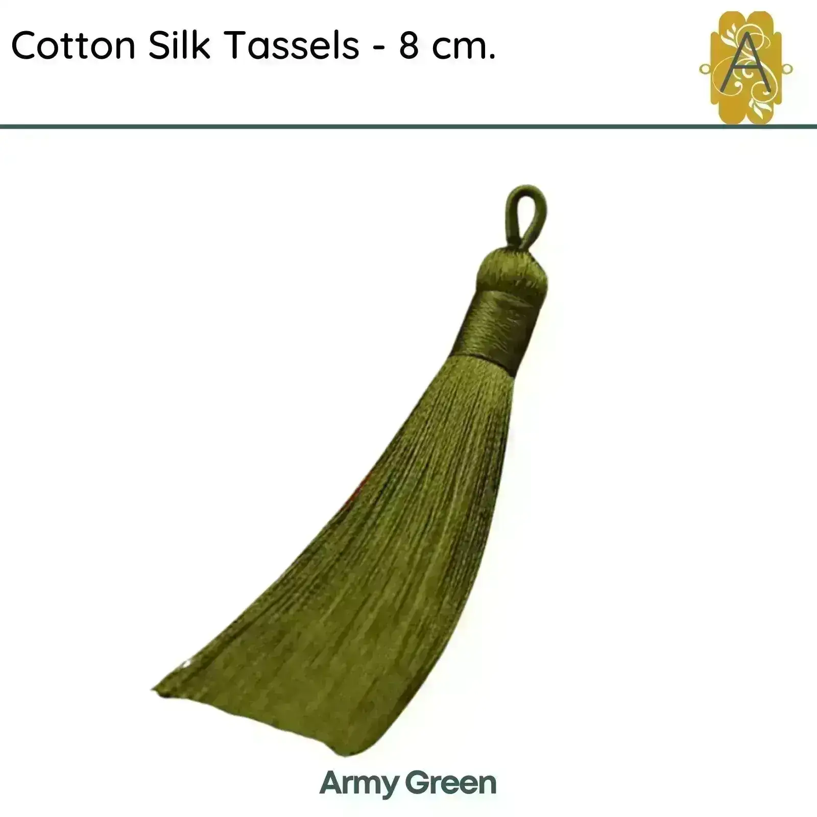 Cotton Silk Tassels - Greens 8 cm, 3 inches - 2 Pieces - Image 4
