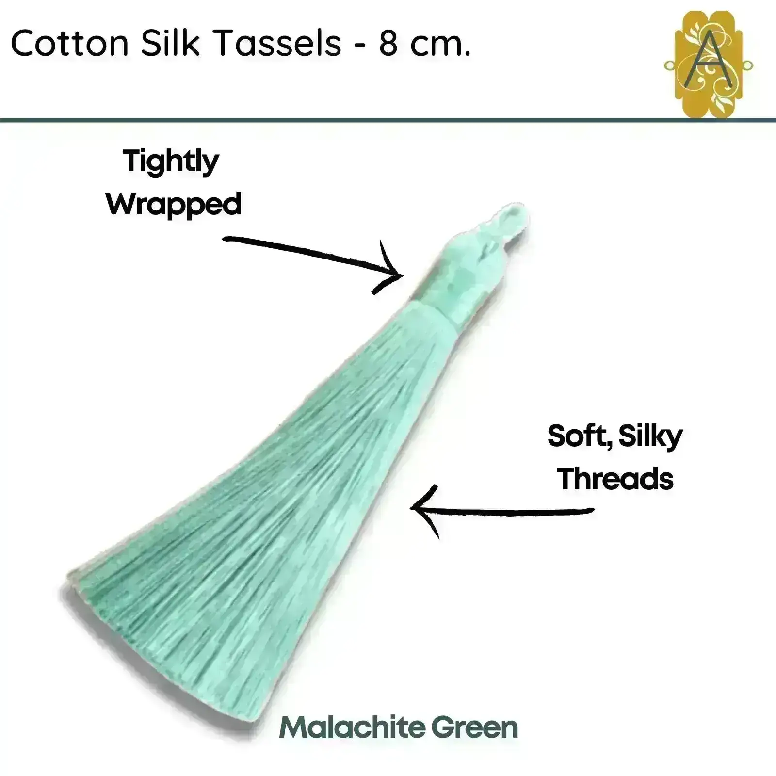 Cotton Silk Tassels - Greens 8 cm, 3 inches - 2 Pieces - Image 5