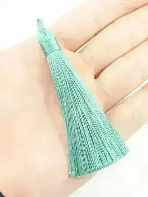 Cotton Silk Tassels - Greens 8 cm, 3 inches - 2 Pieces - Image 6