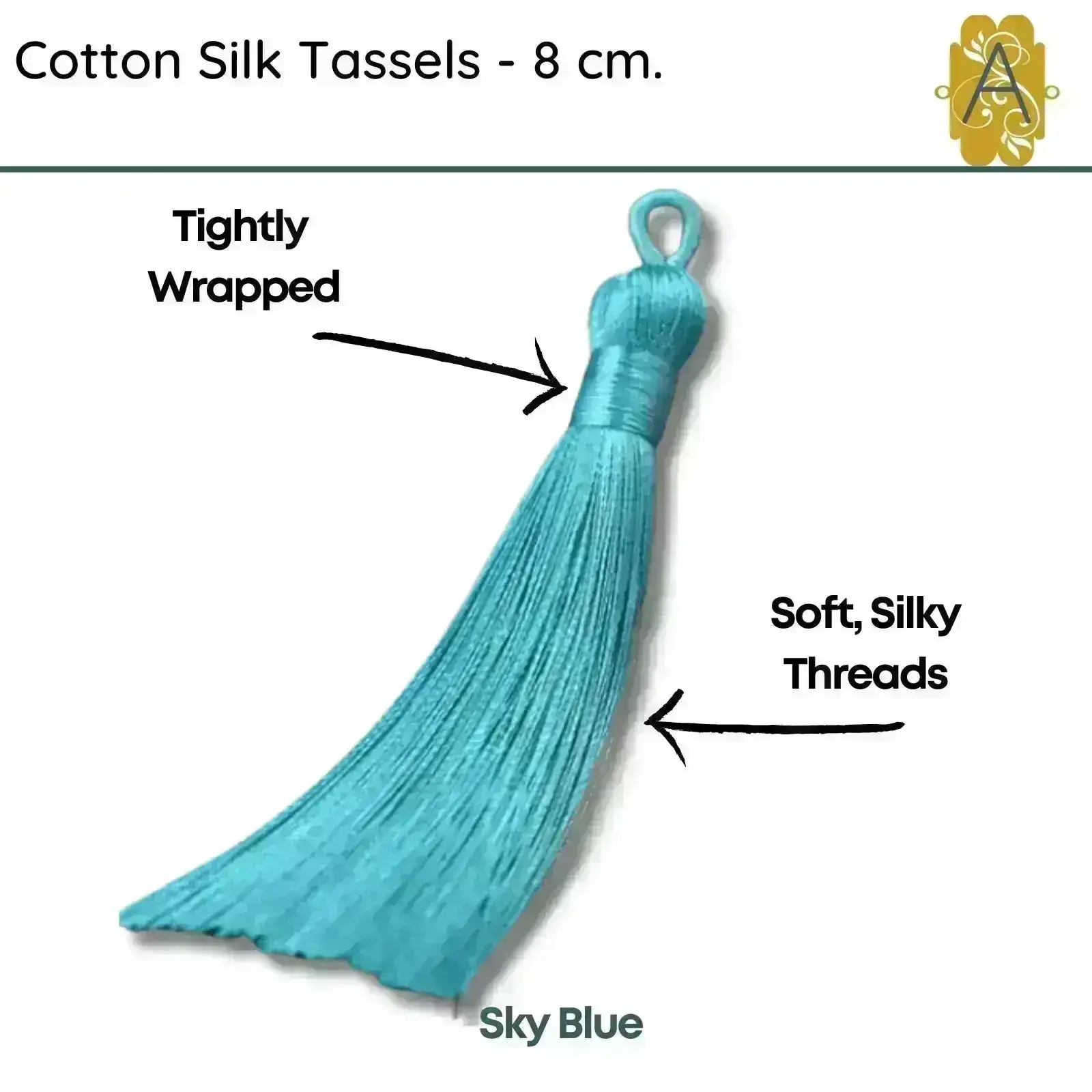 Cotton Silk Tassels- The Blues, 8 cm - Image 2