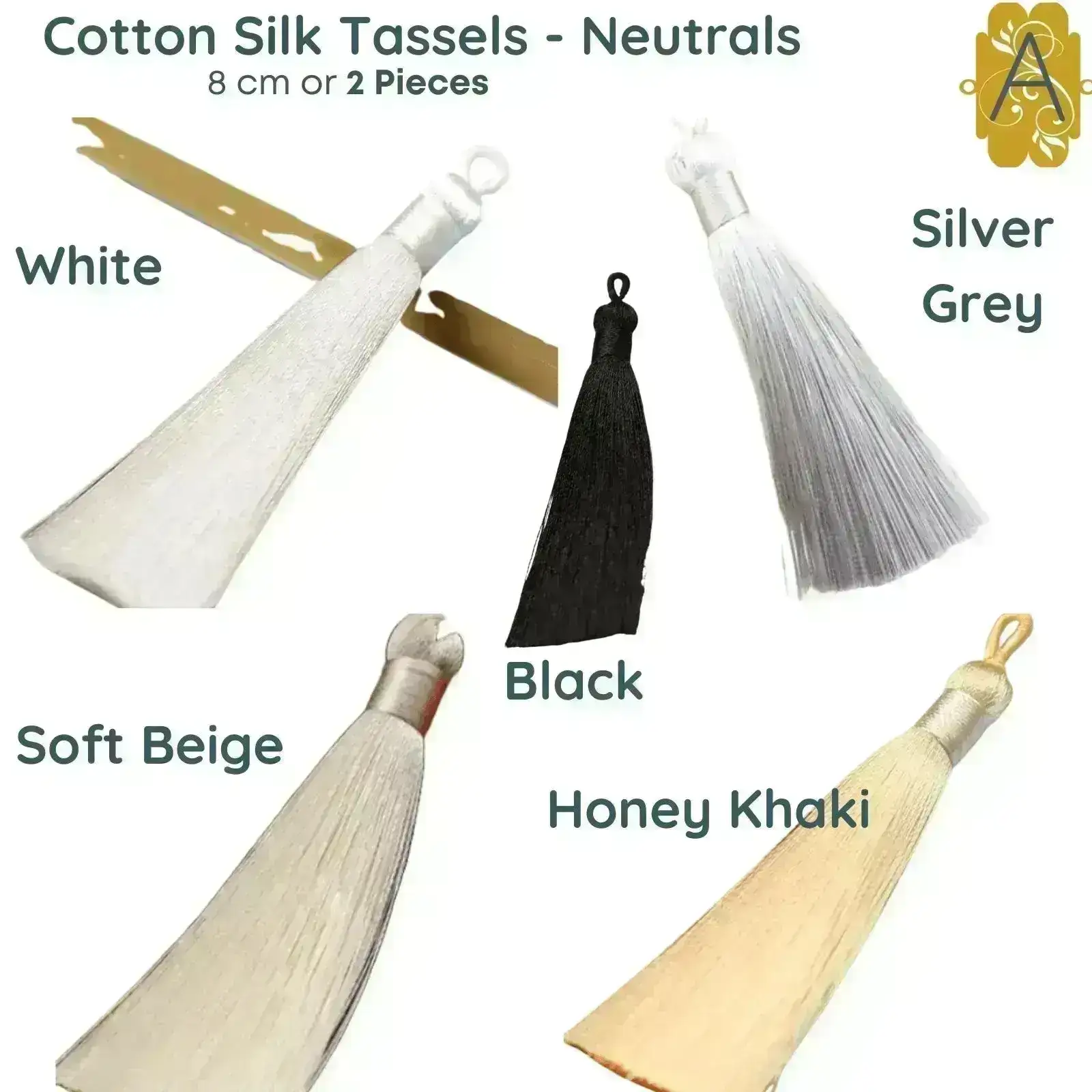 Cotton Silk Tassels- Neutrals - 2 Pieces