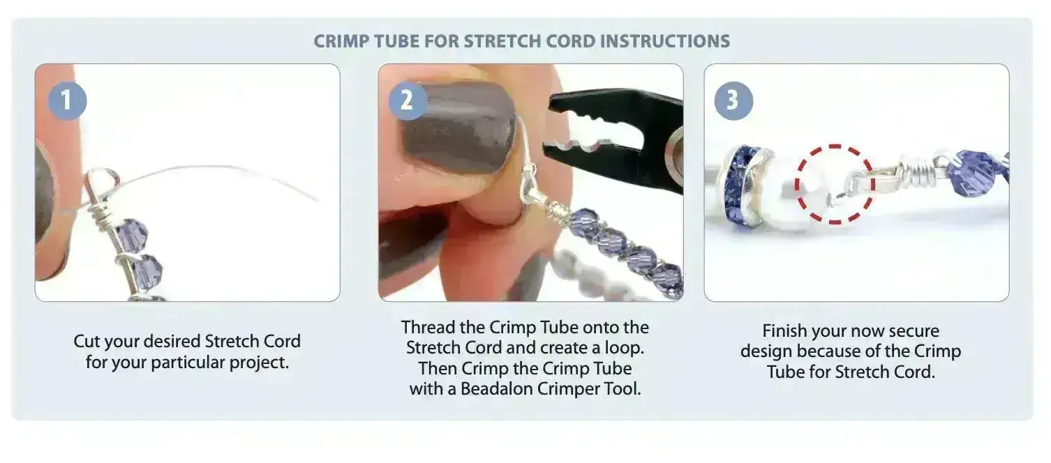 Crimp Tubes for Stretch Cord, for .5, .8 or 1mm Beadalon - Image 4