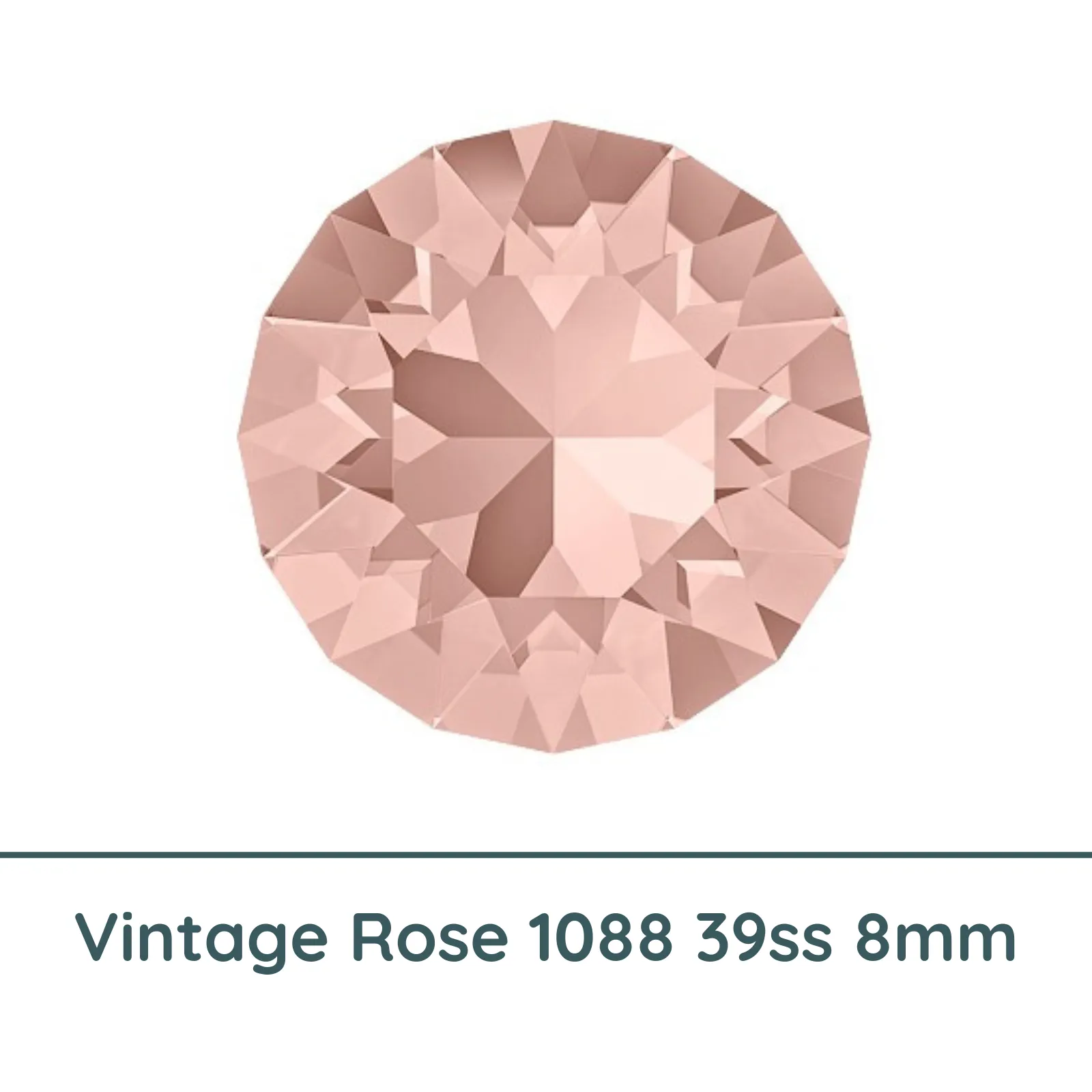 Crystal 1088 Chatons, 39ss, 8mm, Vintage Rose by Brilliance (Austria), 2 Pcs.