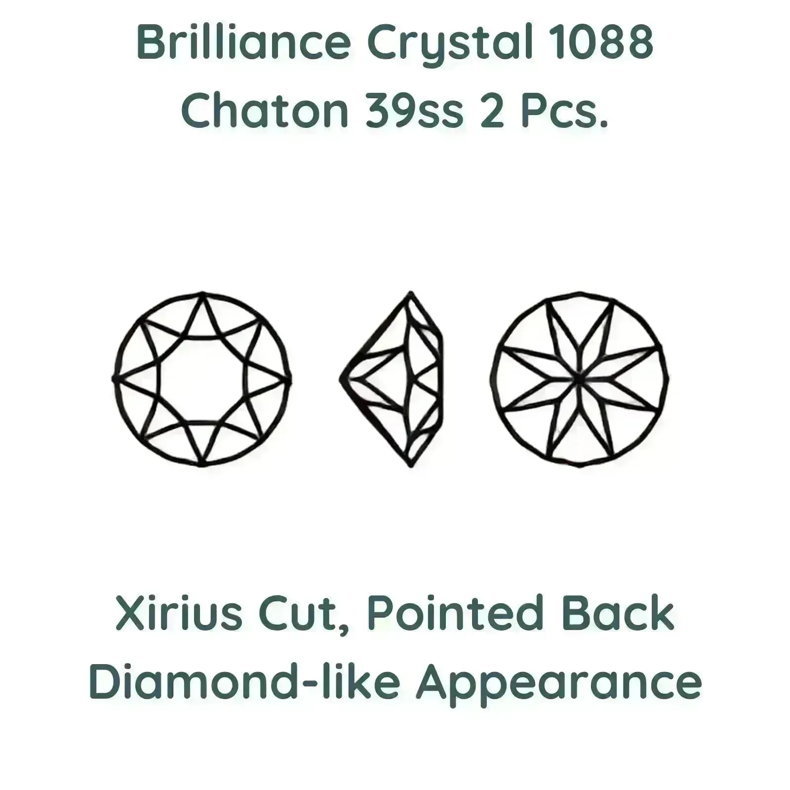Crystal 1088 Chatons, 39ss, 8mm, Scarlet by Brilliance (Austria), 2 Pcs. - Image 2