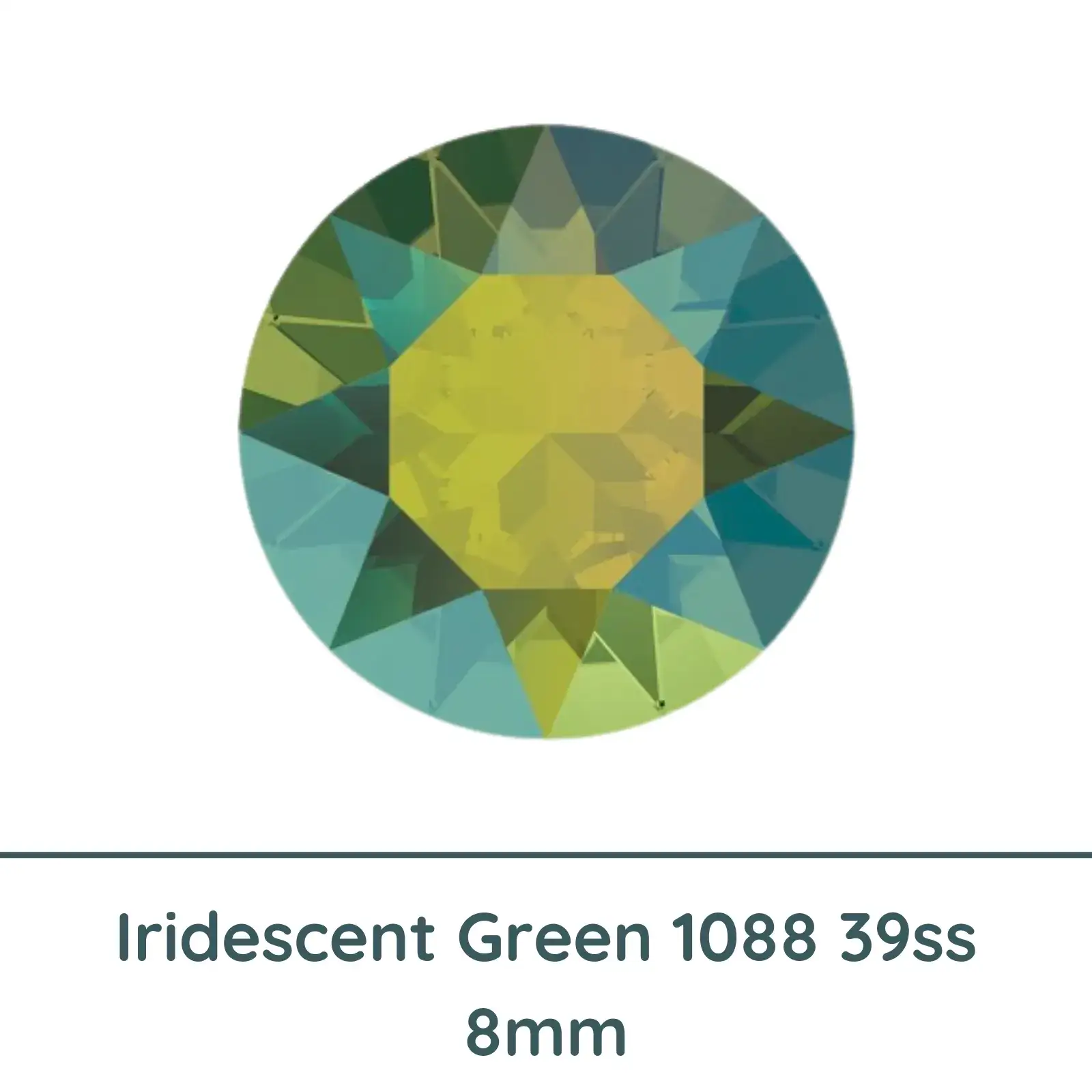 Crystal 1088 Chatons, 39ss, 8mm, Iridescent Green by Brilliance (Austria), 2 Pcs.