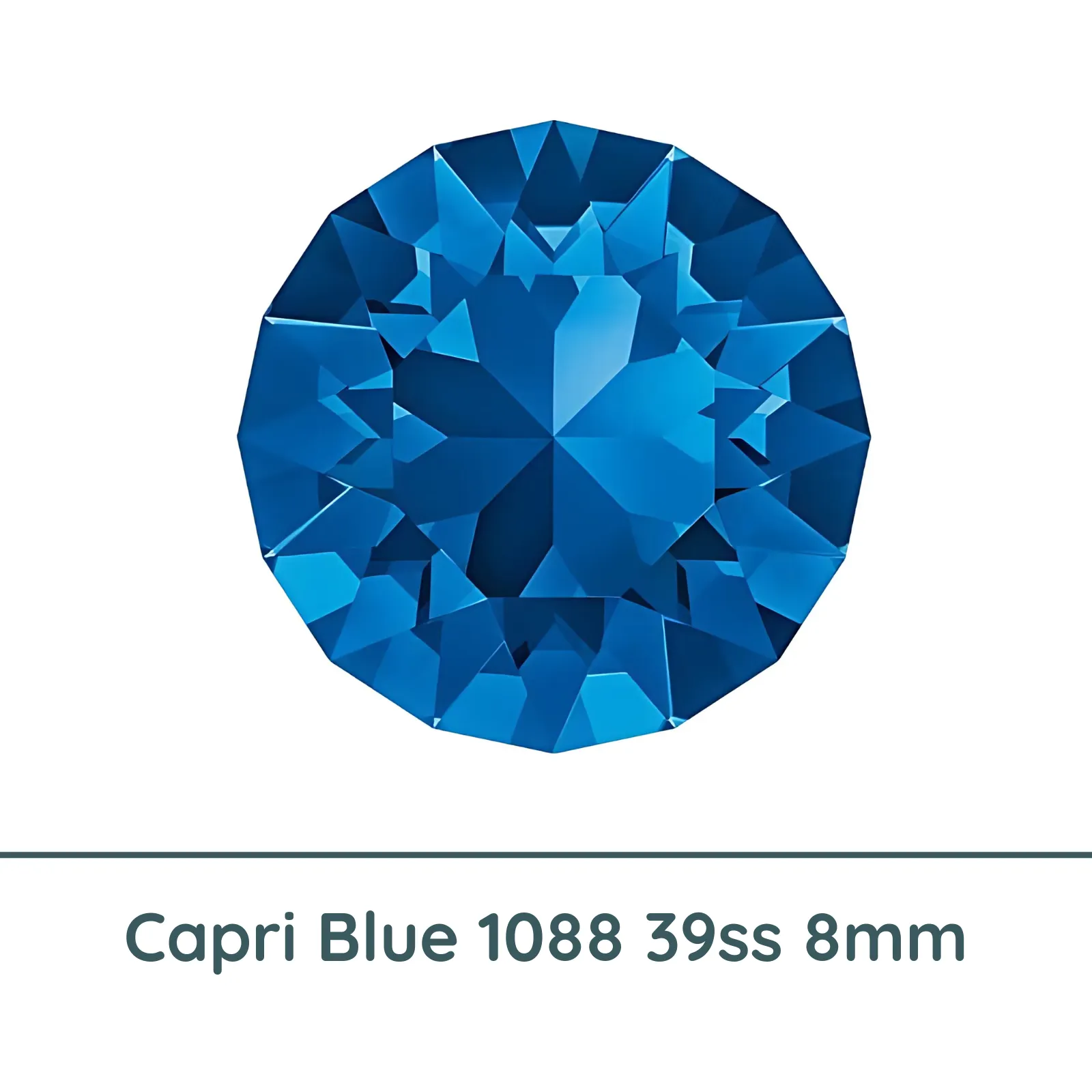 Crystal 1088 Chatons, 39ss, 8mm, Capri Blue by Brilliance (Austria), 2 Pcs.
