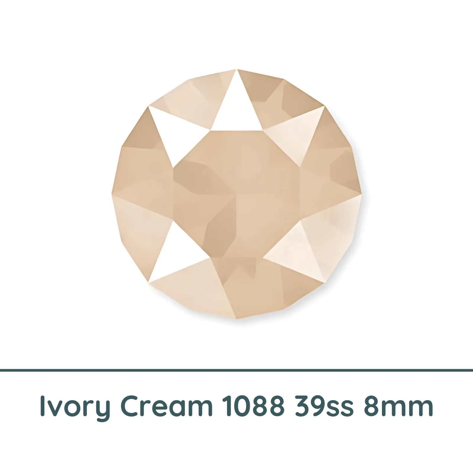 Crystal 1088 Chatons, 39ss, 8mm, Ivory Cream by Brilliance (Austria), 2 Pcs.