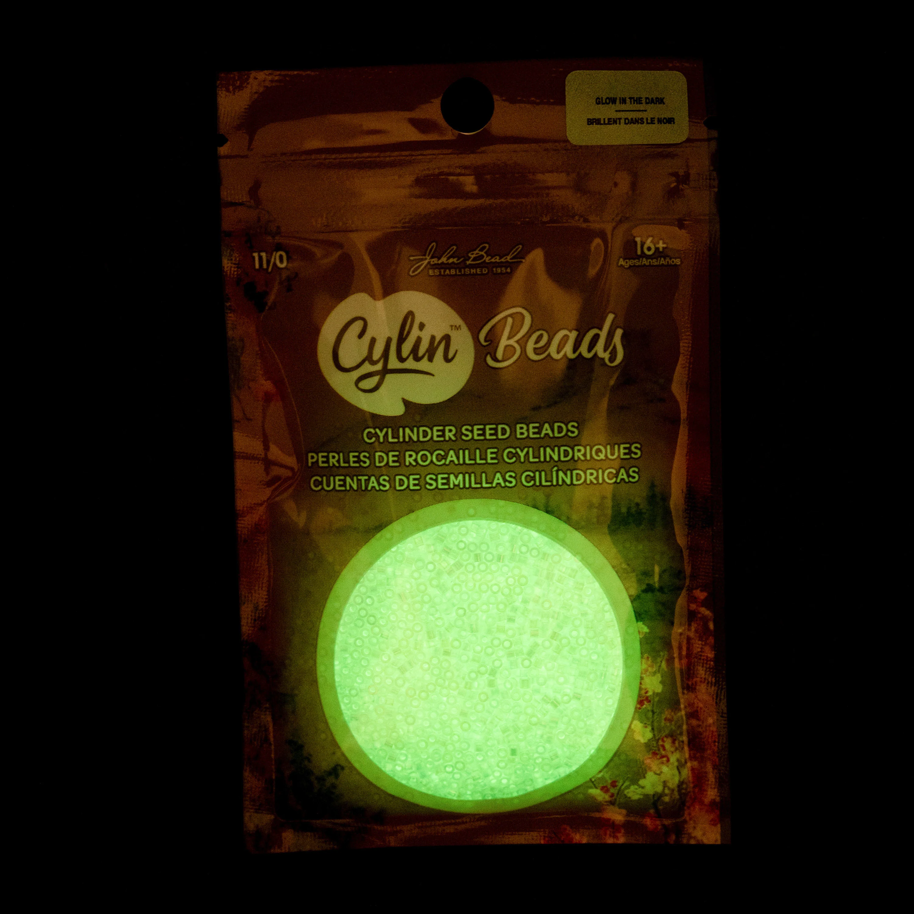 Cylin™ Beads 11/0, CY11-1114 Glow in Dark AB White to Green, 25g - Image 2