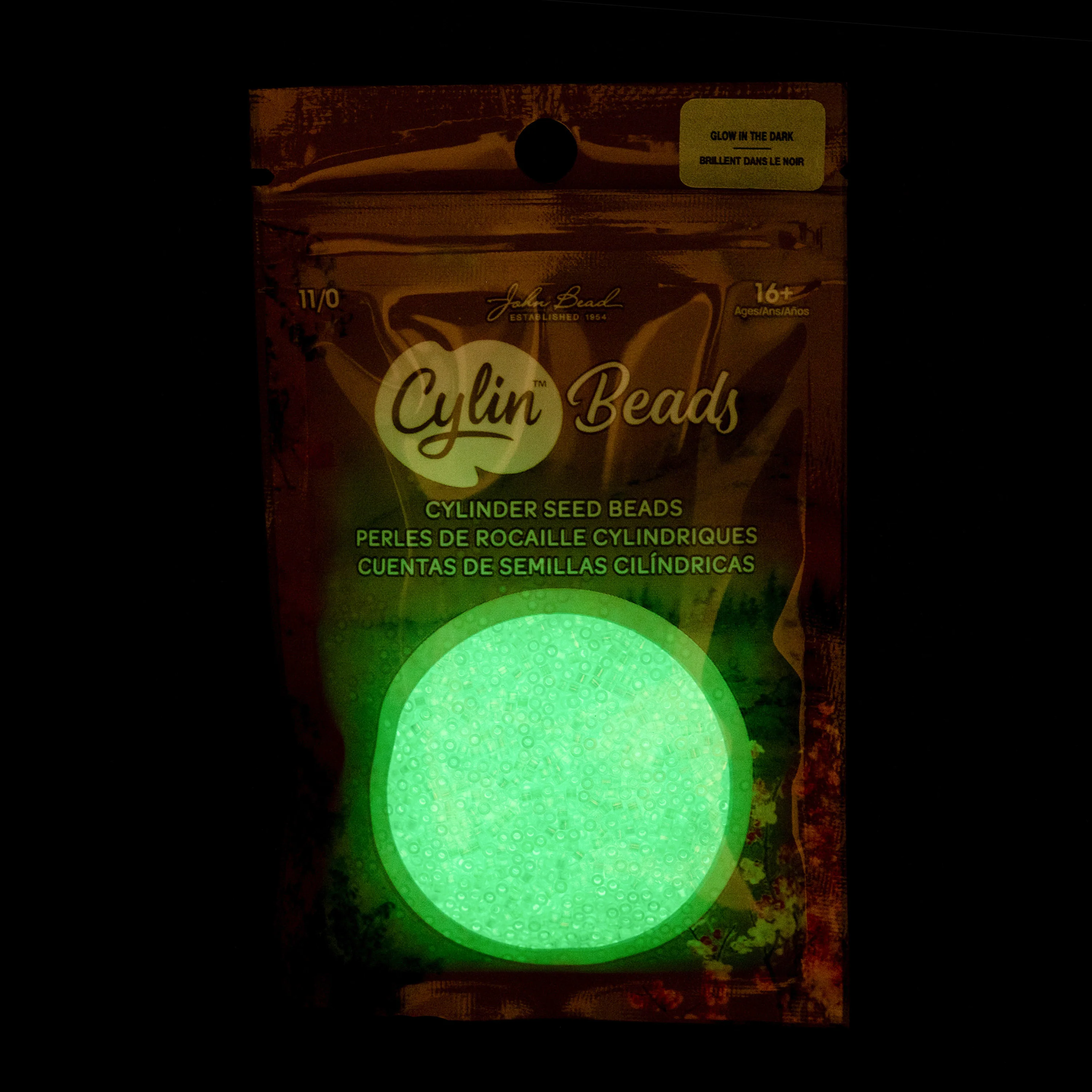 Cylin™ Beads 11/0, CY11-1125 Glow in Dark AB Green, 25g - Image 2