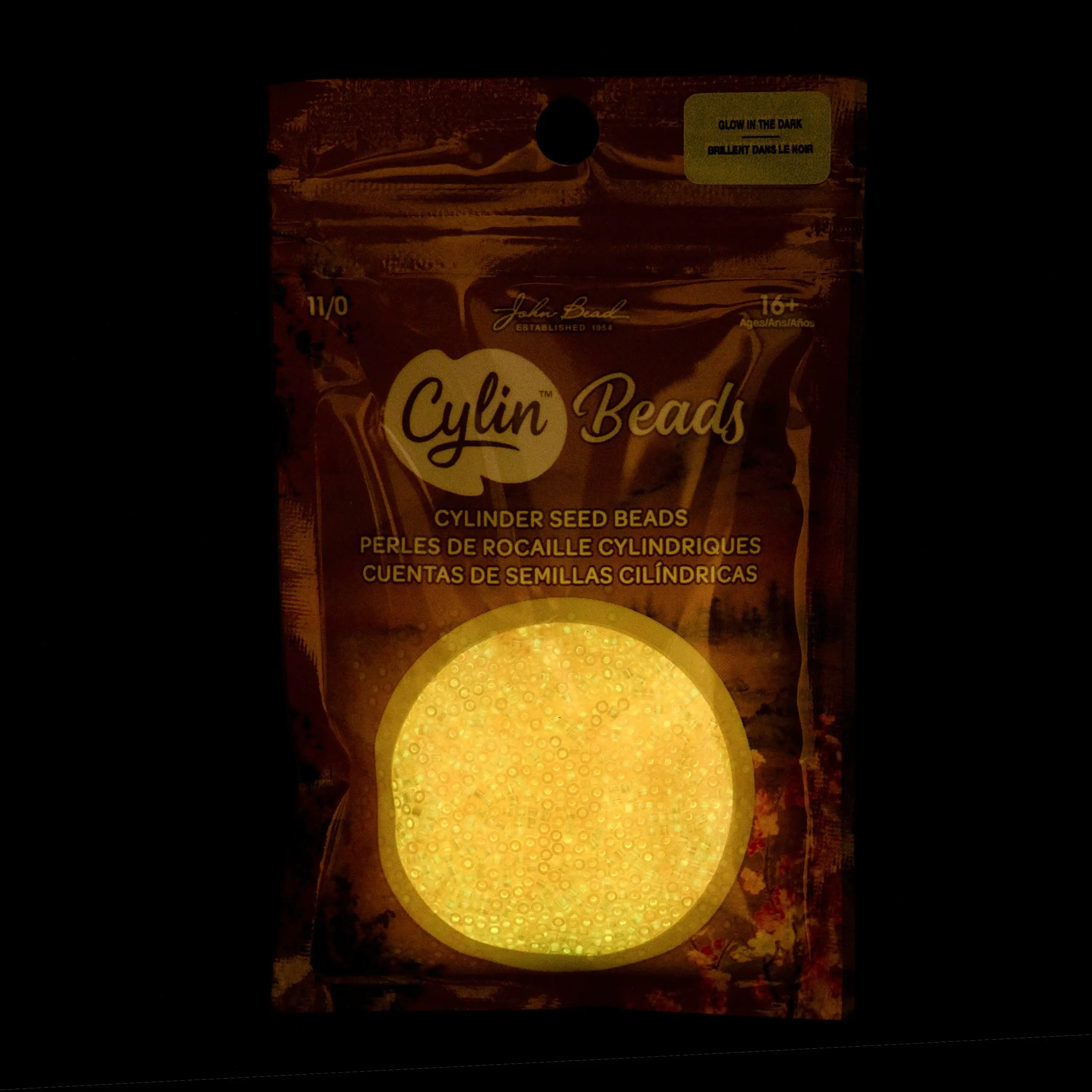 Cylin™ Beads 11/0, CY11-1128 Glow in Dark AB Orange, 25g - Image 2