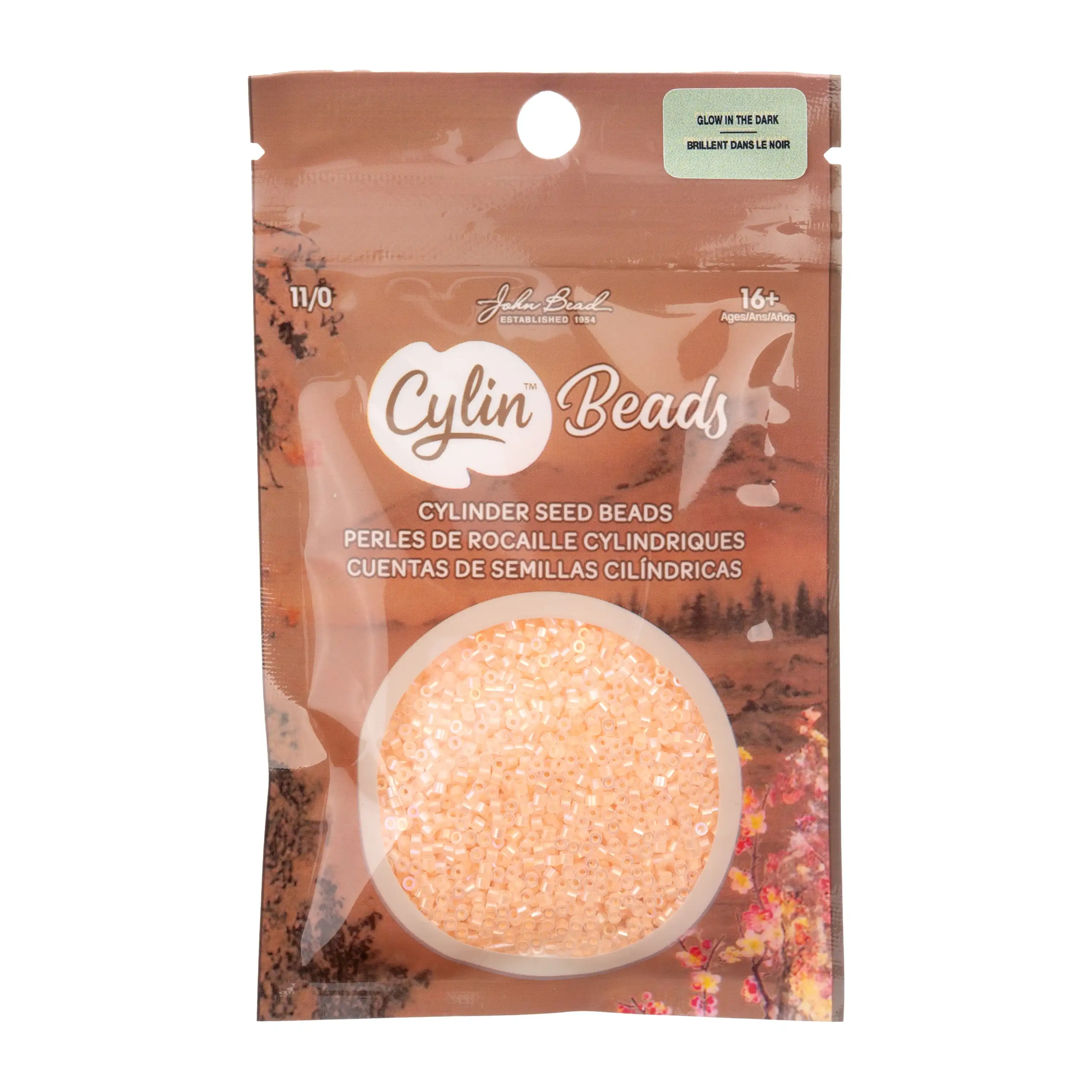 Cylin™ Beads 11/0, CY11-1128 Glow in Dark AB Orange, 25g - Image 3