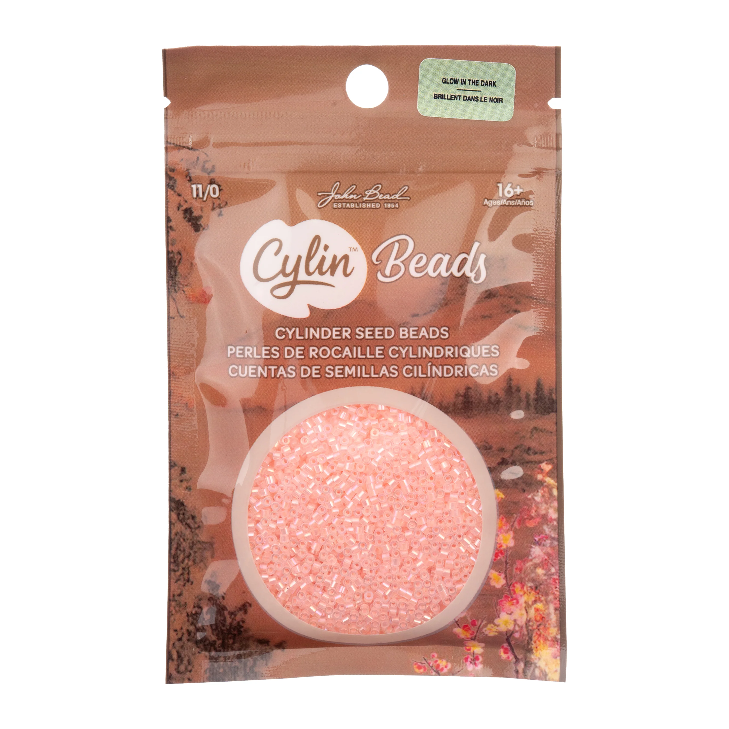 Cylin™ Beads 11/0, CY11-1129 Glow in Dark AB Coral, 25g - Image 3