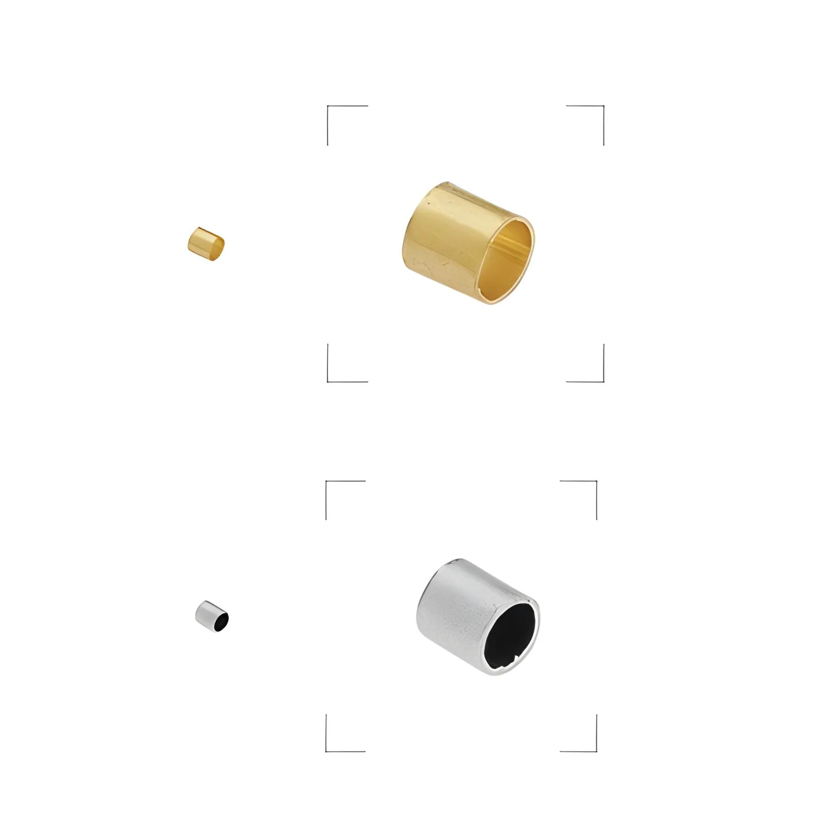 Cylinder Brass Crimp Bead or End Cap