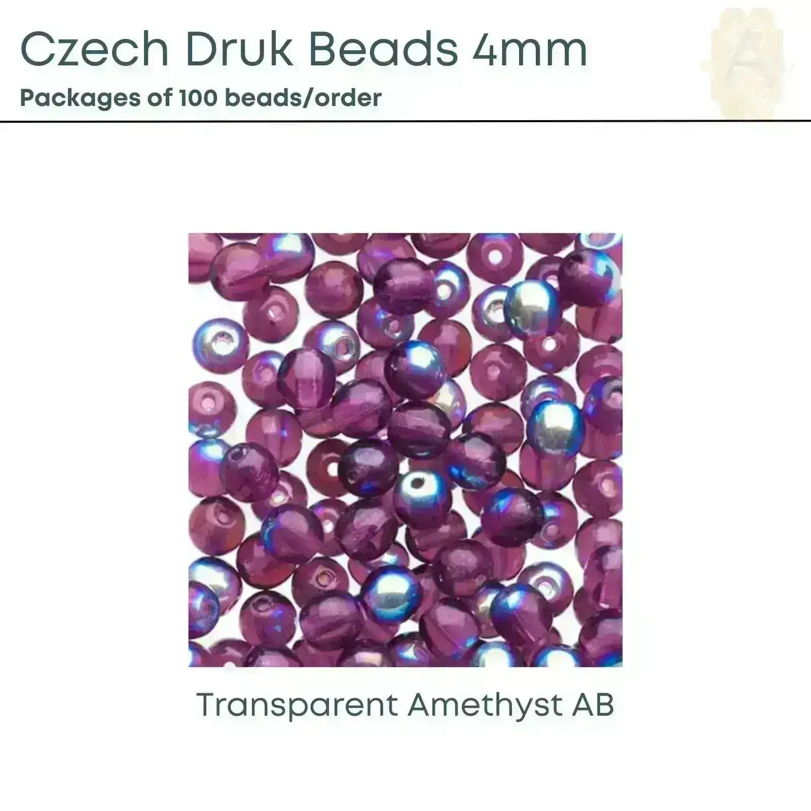 Czech Druk Beads  4mm, Assorted, 8 colors - Image 3