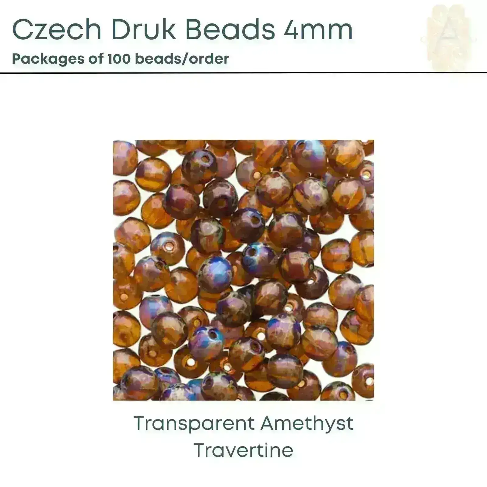 Czech Druk Beads  4mm, Assorted, 8 colors - Image 4