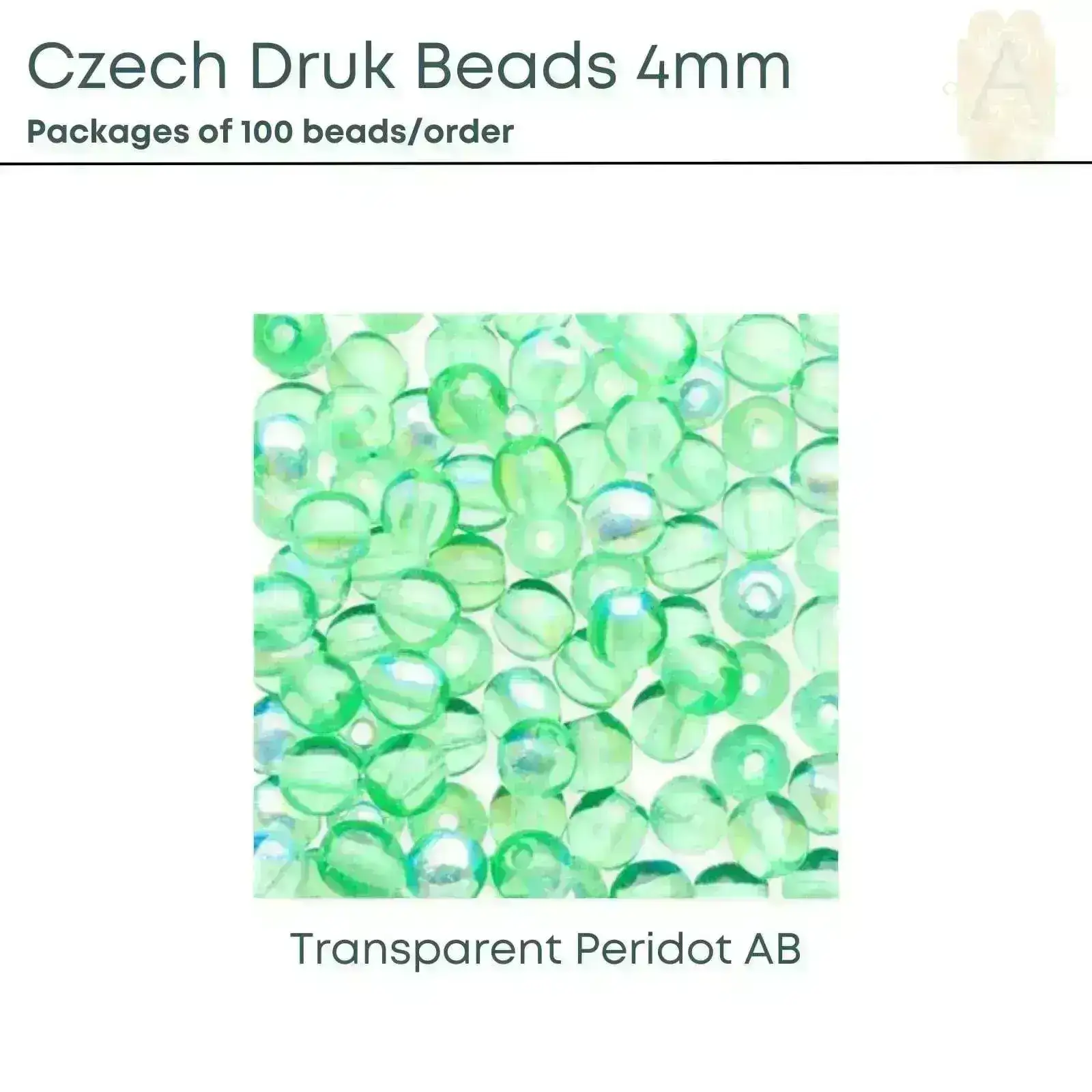 Czech Druk Beads  4mm, Assorted, 8 colors - Image 9