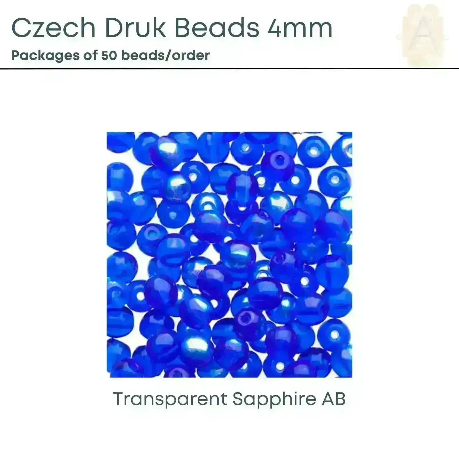 Czech Druk Beads, 4mm, 9 Colors - Image 7