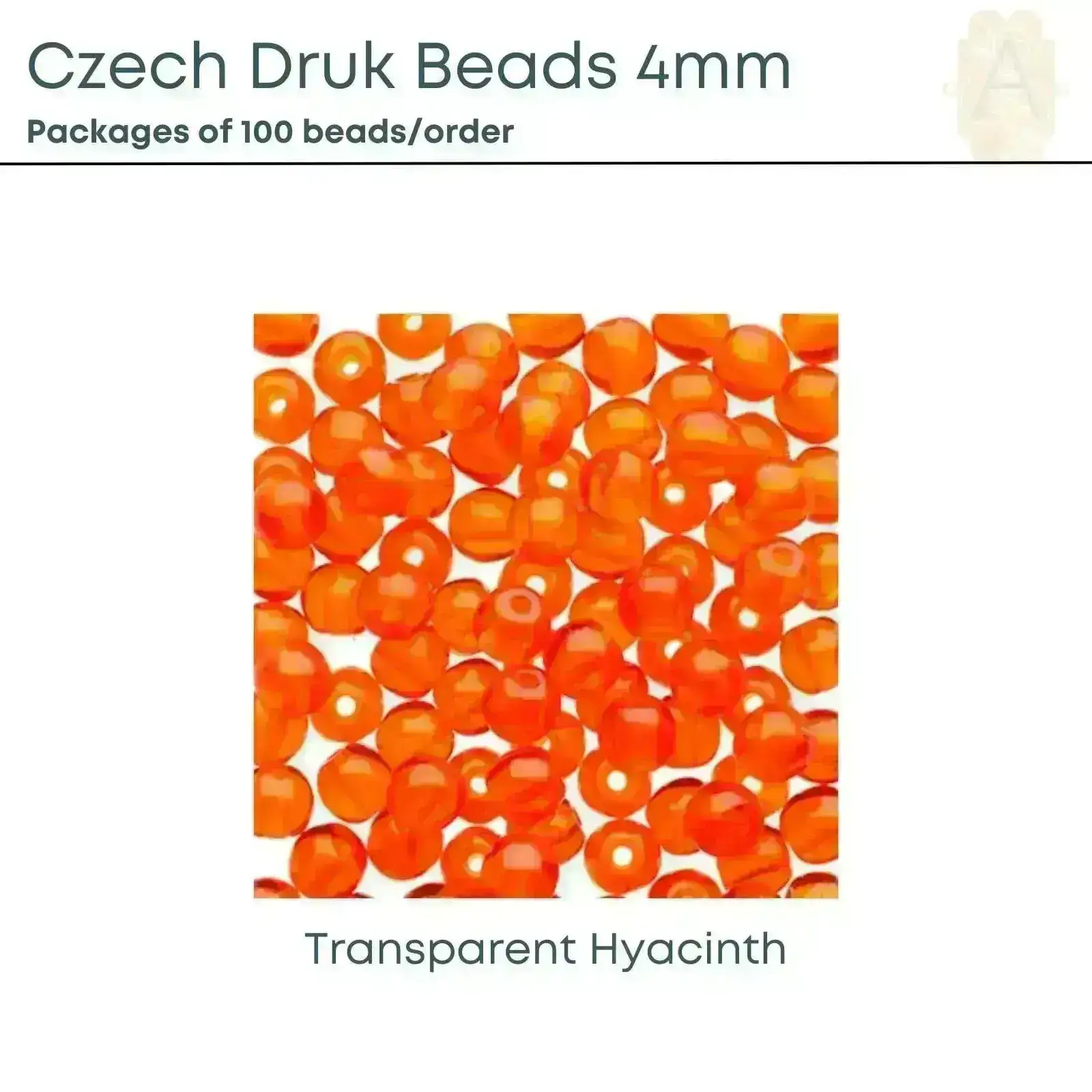Czech Druk Beads 4mm, Transparent Reds, 5 colors - Image 2
