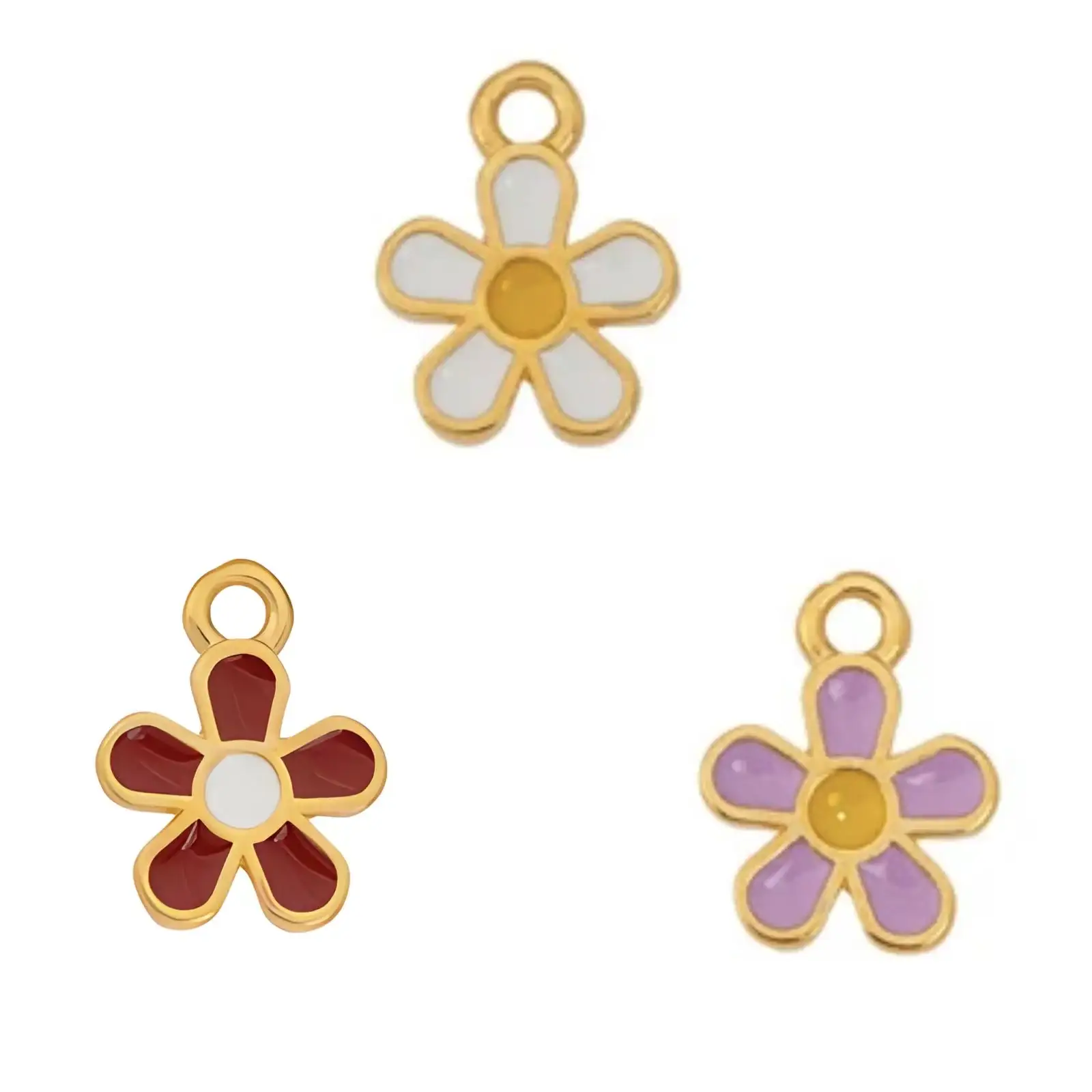 Daisy Charm or Pendant, 24K Gold Plated, 2 Pcs