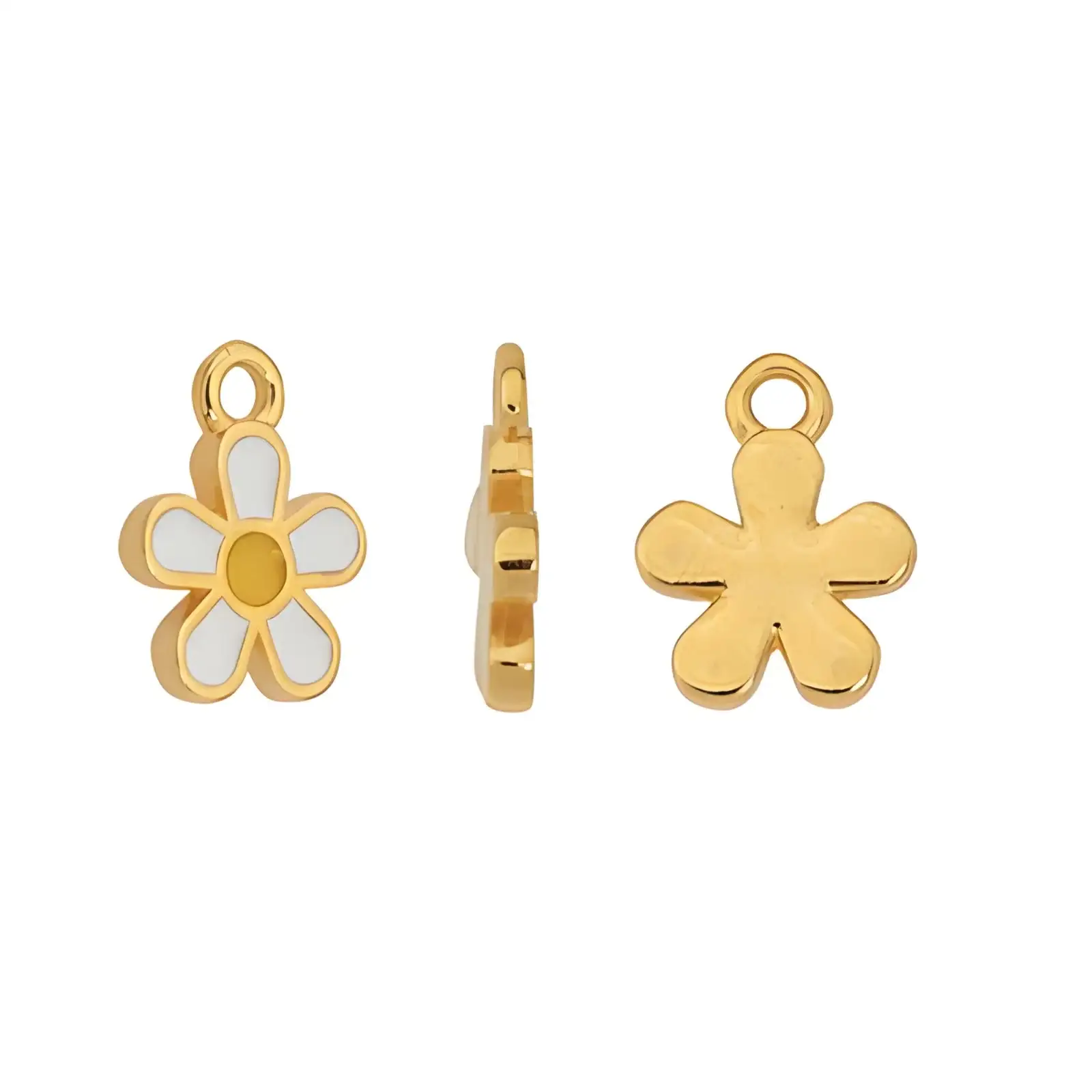 Daisy Charm or Pendant, 24K Gold Plated, 2 Pcs - Image 5