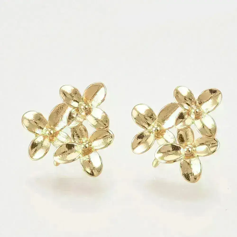 Dogwood, Earring Posts or Studs, 18K Gold Plate, 2 Pair - Image 3